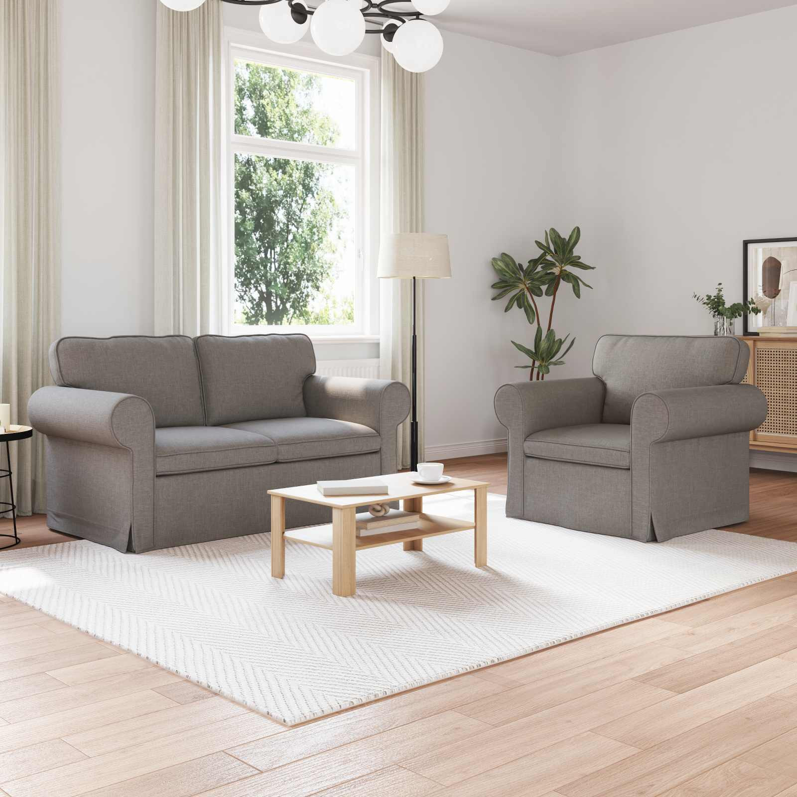 vidaXL Sofa Set 2 pcs Taupe 155 x 82 x 80 cm Stoff