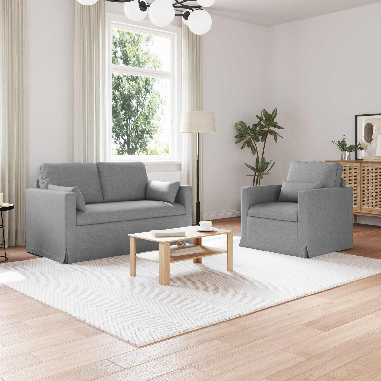 vidaXL Sofa Set 2 pcs Hellgrau 139 x 78 x 80 cm Stoff