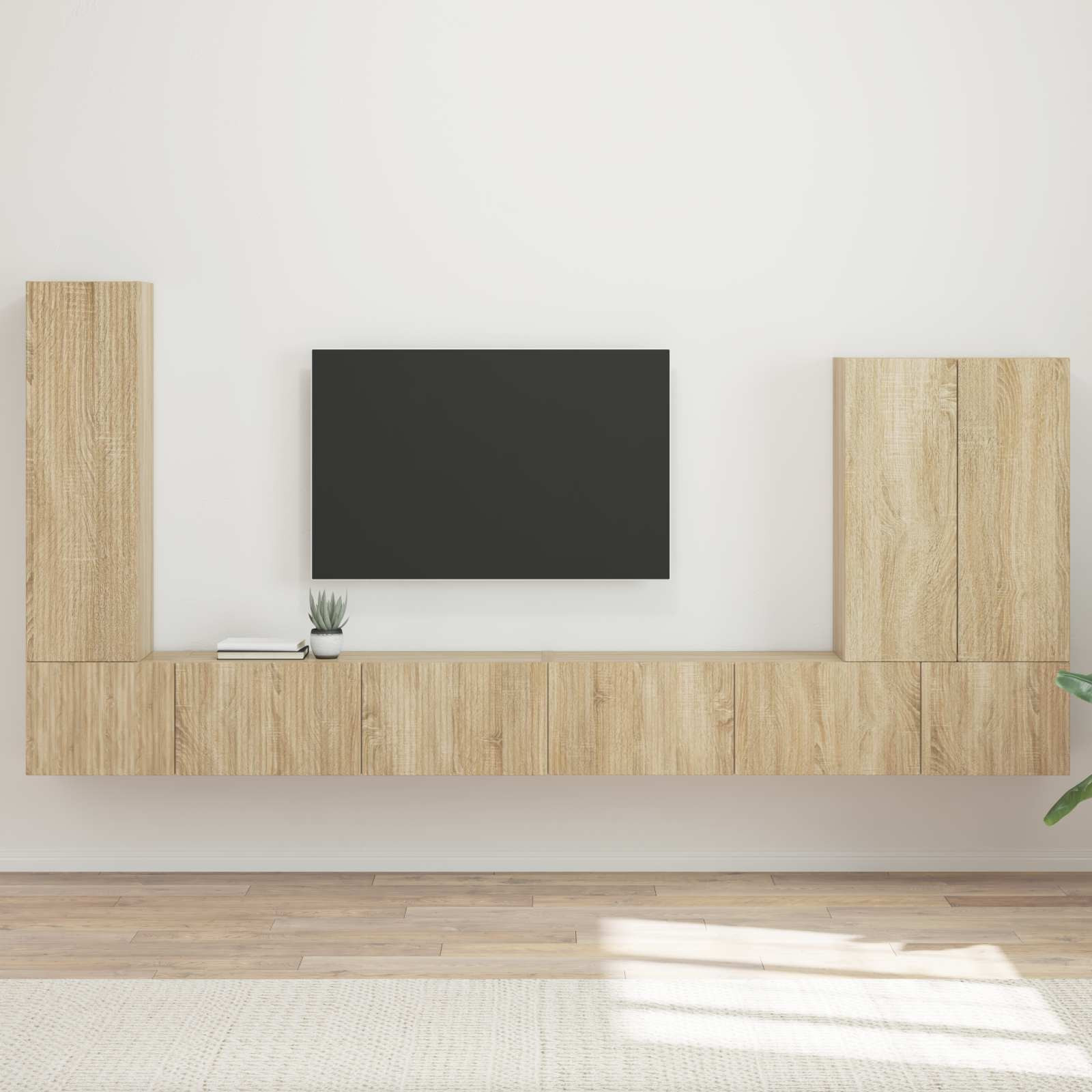 vidaXL TV-Wandregal-Set Wandmontiert 6 pcs Sonoma-Eiche