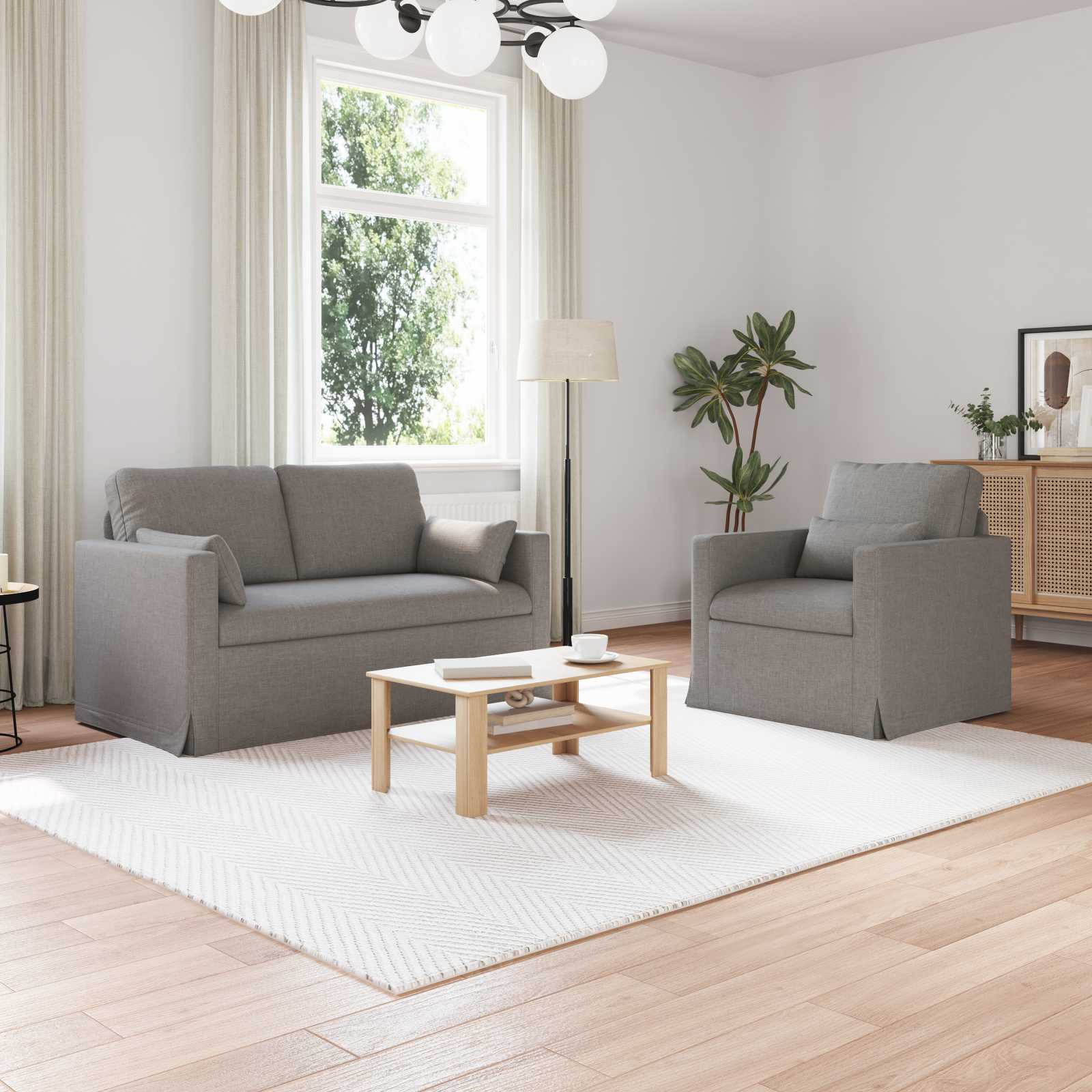 vidaXL Sofa Set 2 pcs Taupe 139 x 78 x 80 cm Stoff