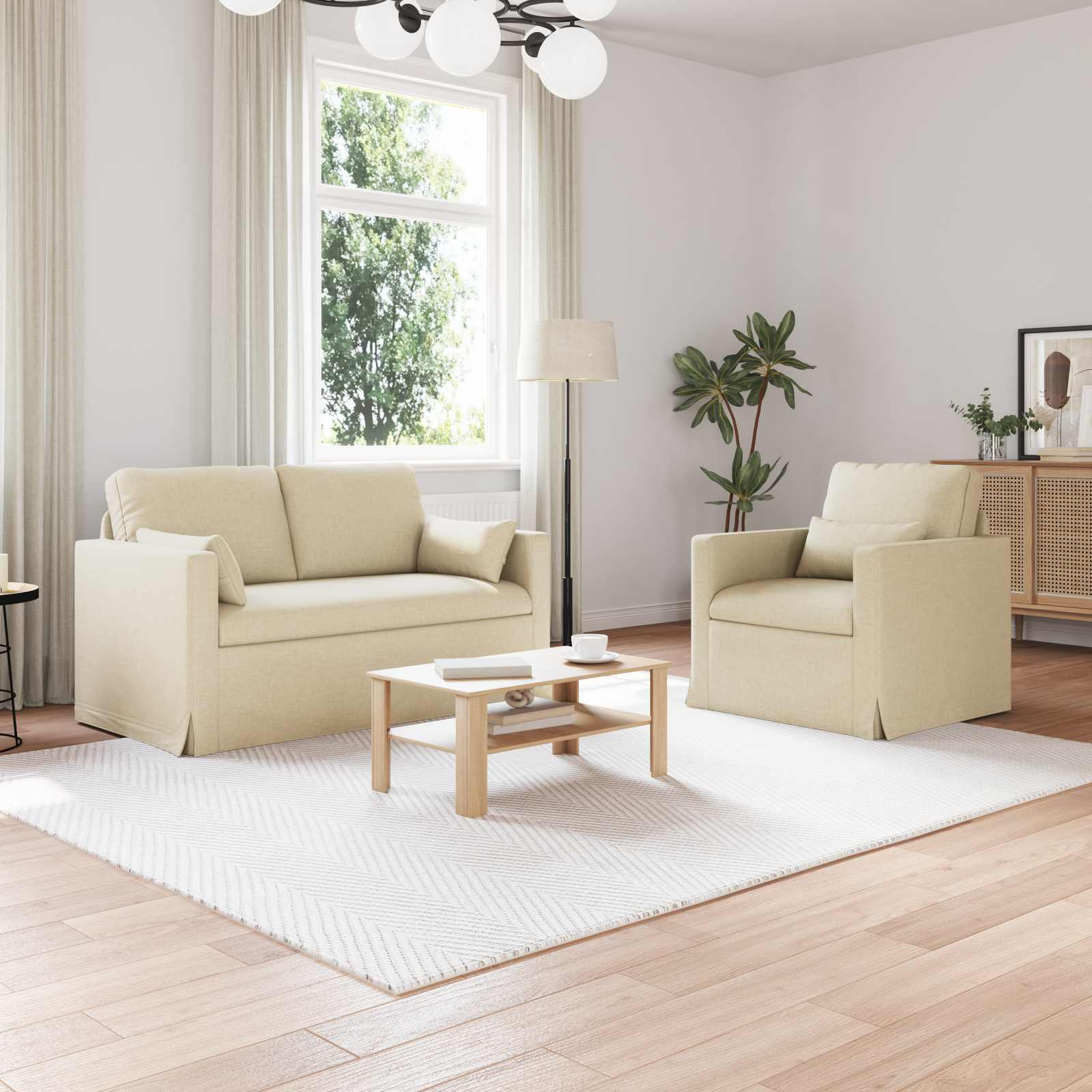 vidaXL Sofa Set 2 pcs Creme 139 x 78 x 80 cm Stoff