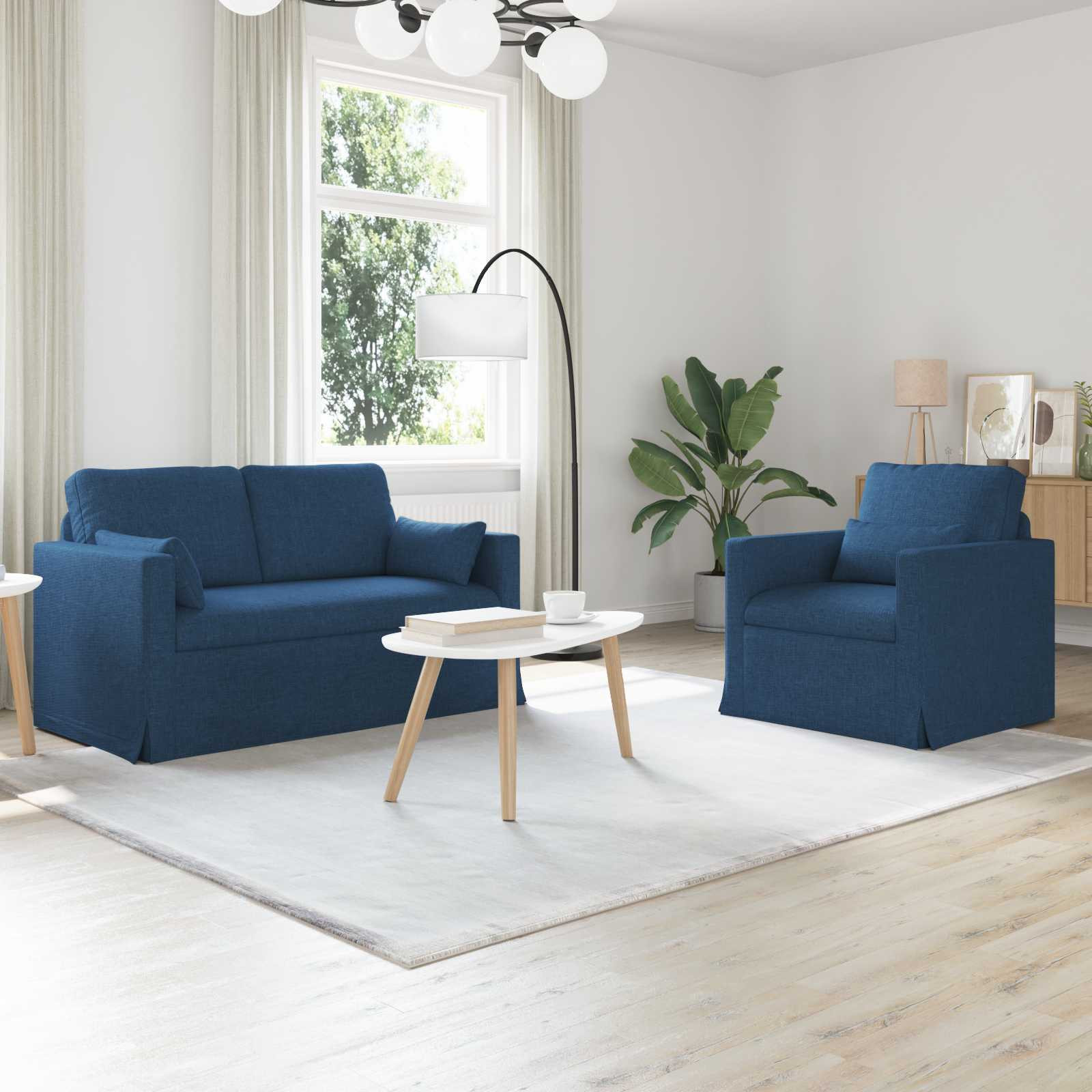vidaXL Sofa Set 2 pcs Blau 139 x 78 x 80 cm Stoff