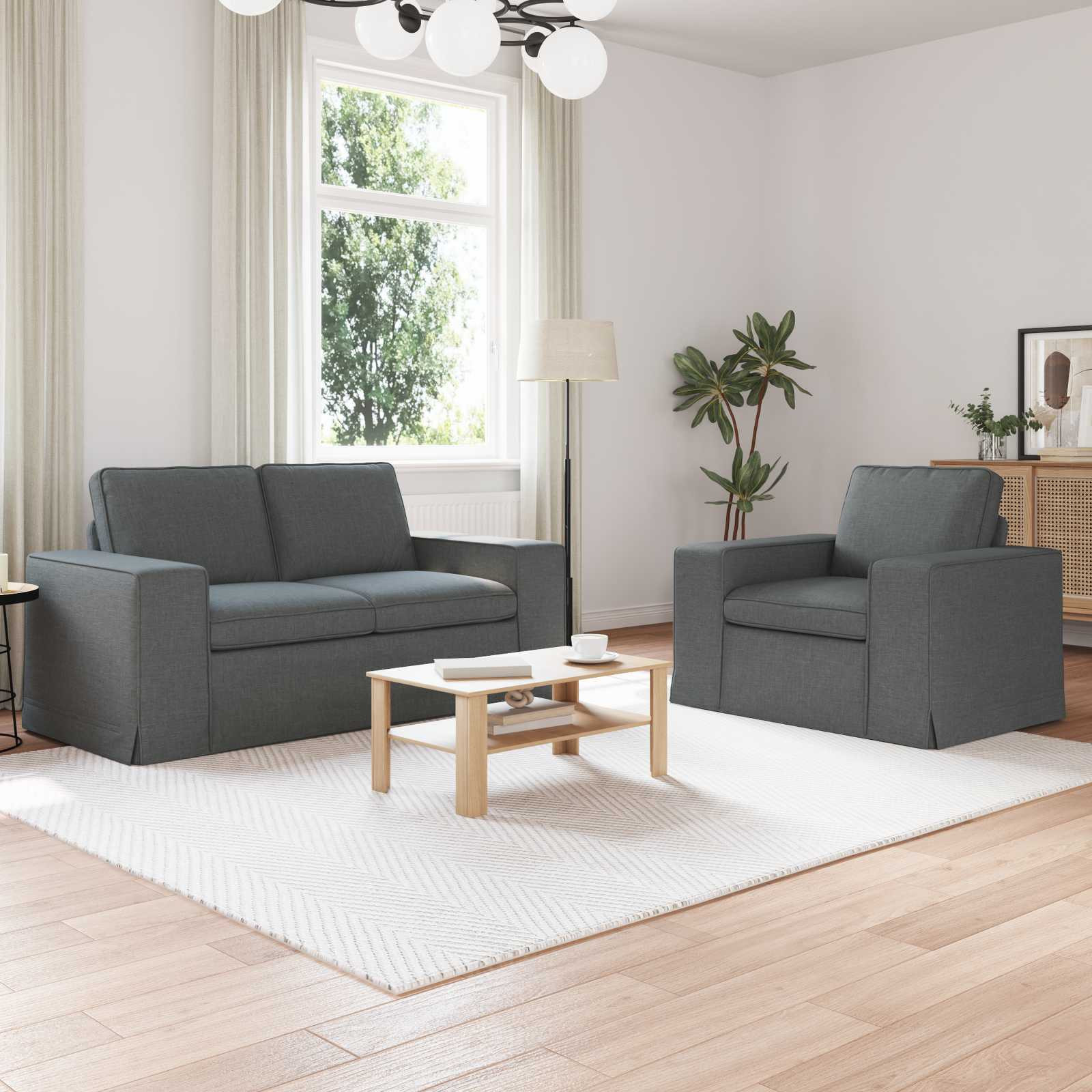 vidaXL Sofa Set 2 pcs Dunkelgrau 162 x 80 x 82 cm Stoff