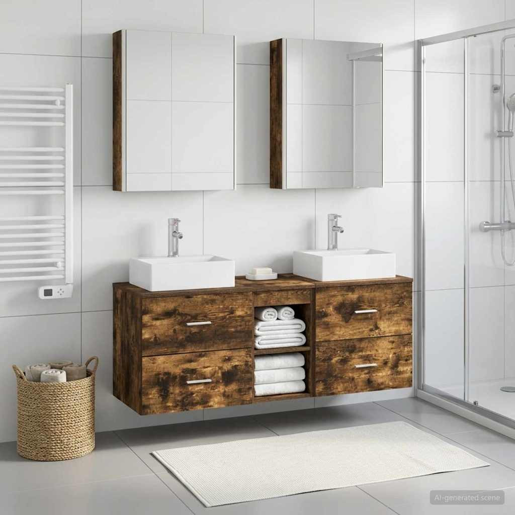 vidaXL Badezimmermöbel-Set 5 pcs Geräucherte Eiche