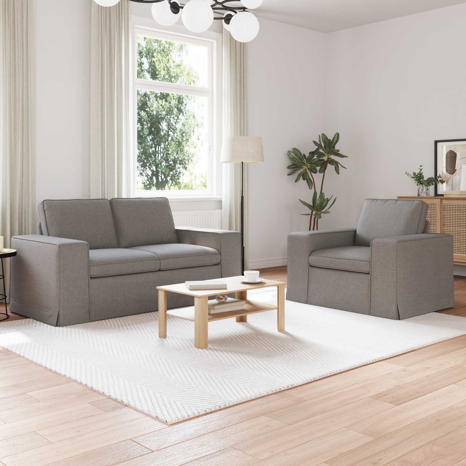 vidaXL Sofa Set 2 pcs Taupe 162 x 80 x 82 cm Stoff