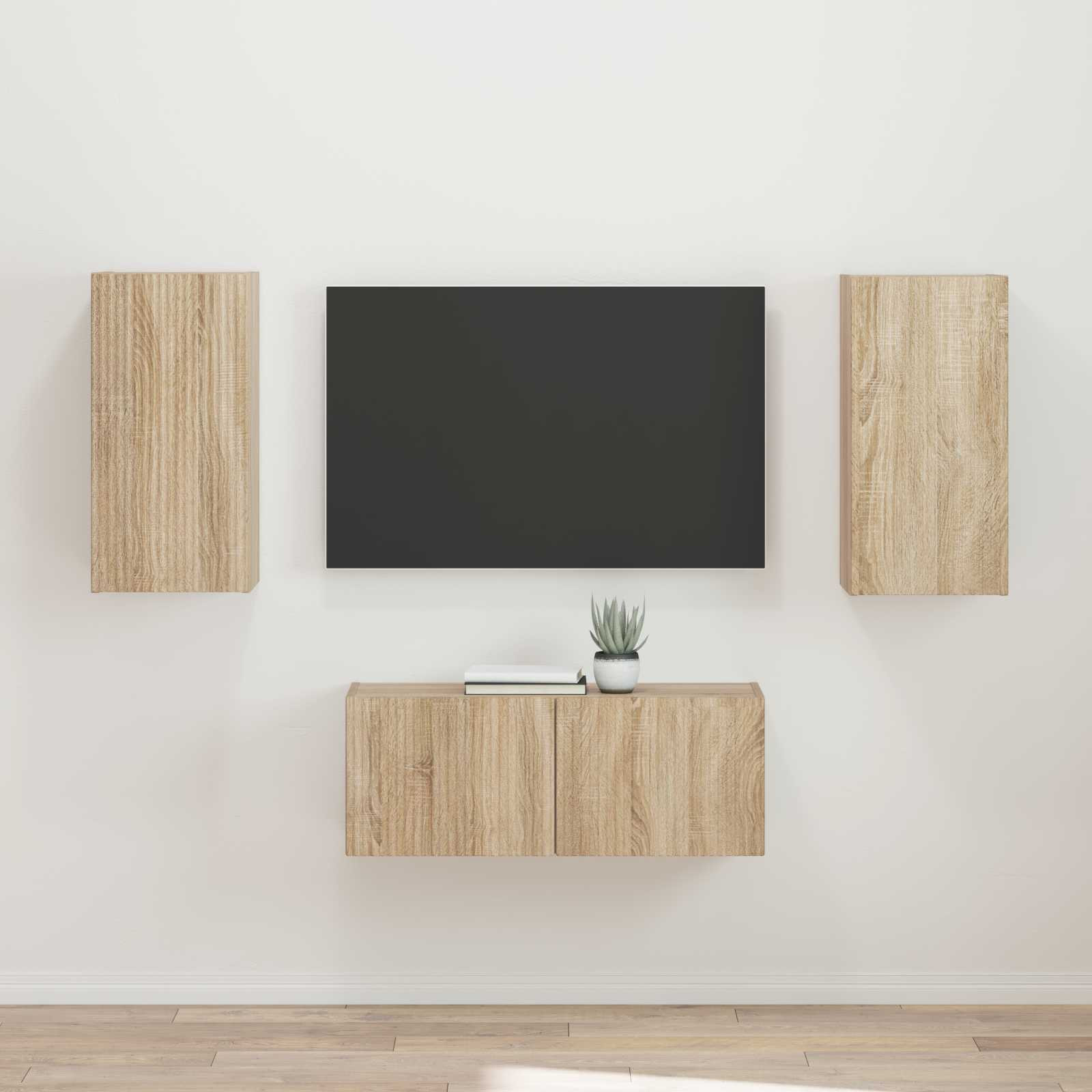 vidaXL TV-Schrankset Wandmontiert 2 pcs Sonoma-Eiche Holzwerkstoff