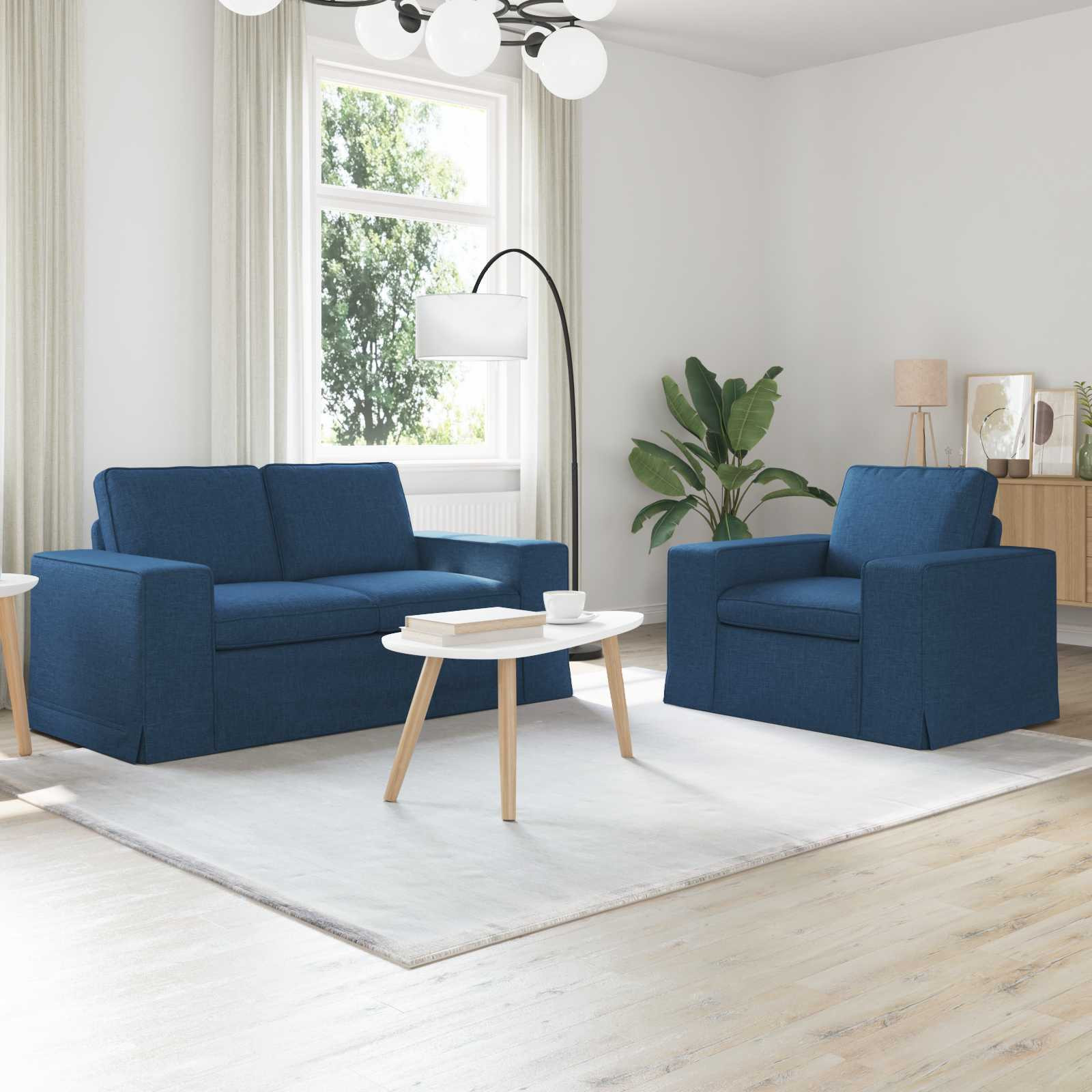 vidaXL Sofa Set 2 pcs Blau 162 x 80 x 82 cm Stoff