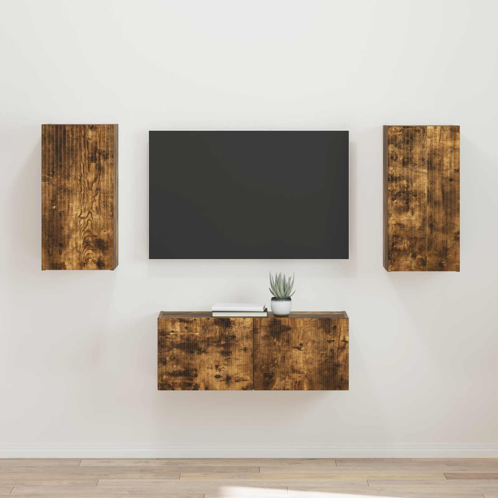 vidaXL TV-Schrankset 2 pcs Geräucherte Eiche Holzwerkstoff