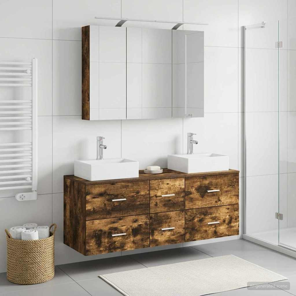vidaXL Badezimmermöbel-Set 4 pcs Geräucherte Eiche