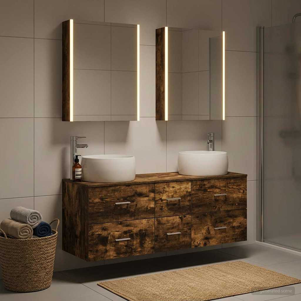 vidaXL Badezimmermöbel-Set 5 pcs Geräucherte Eiche