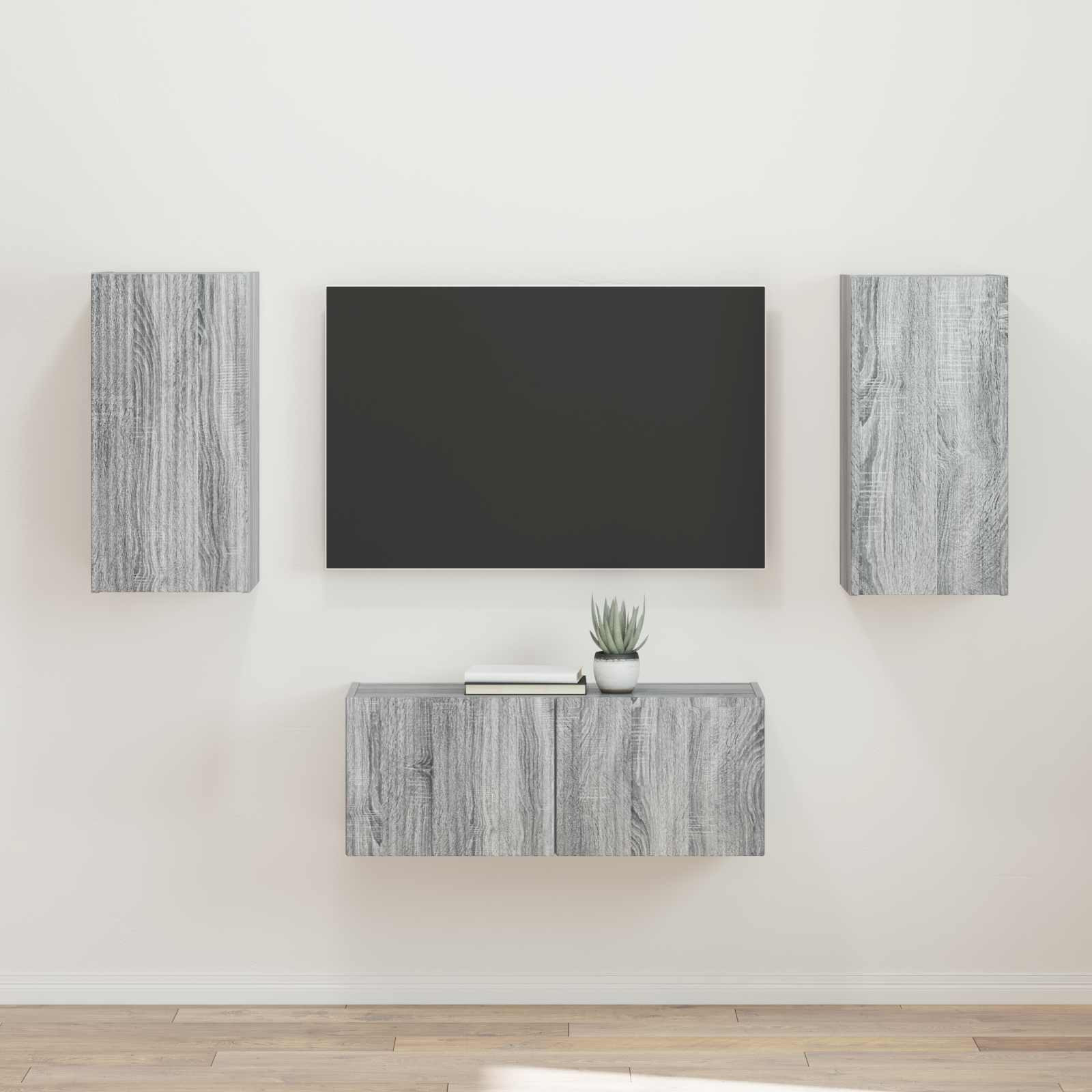 vidaXL TV-Schrankset Wandmontiert 2 pcs Graues Sonoma Holzwerkstoff