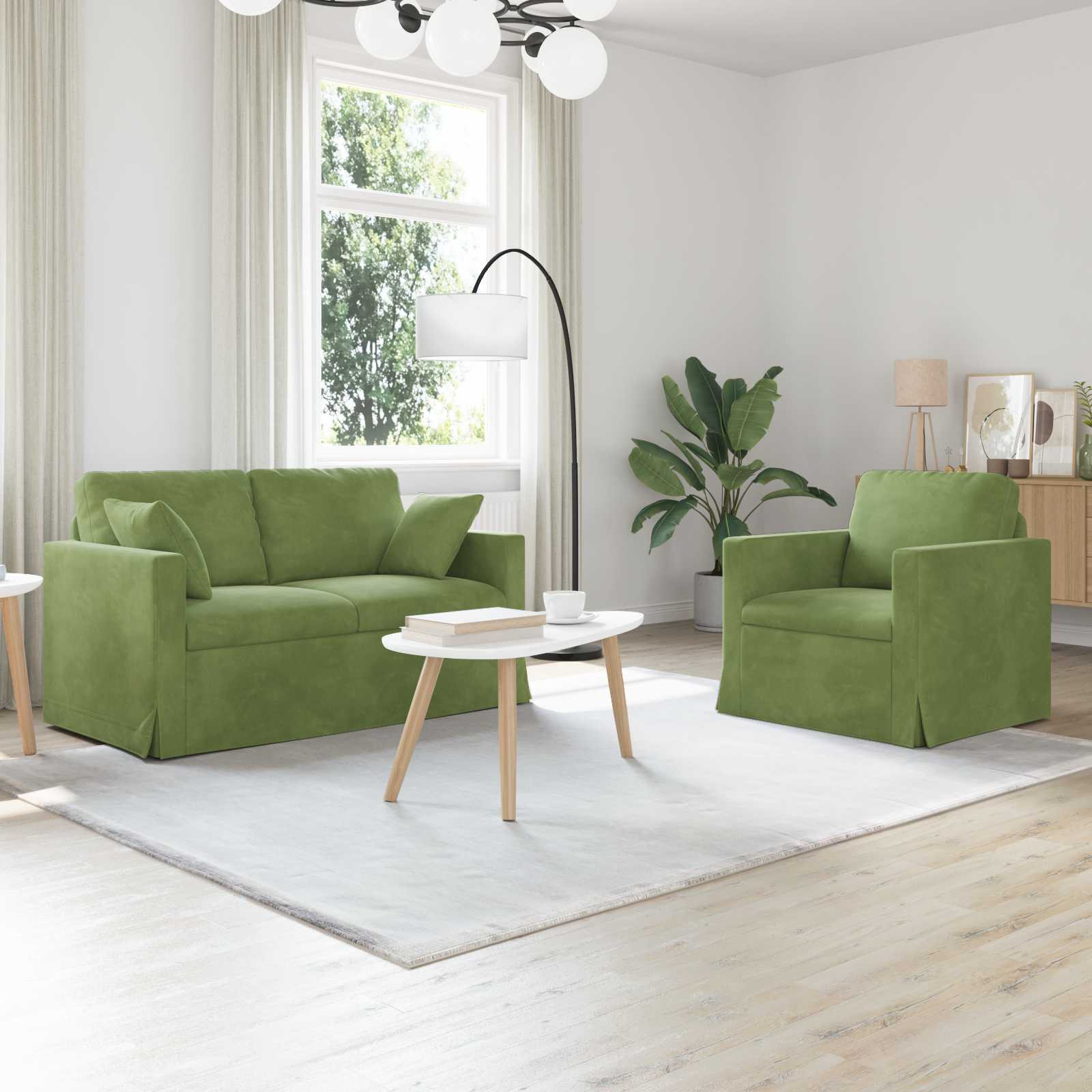 vidaXL Sofa Set 2 pcs Hellgrün 138 x 78 x 80 cm Samt