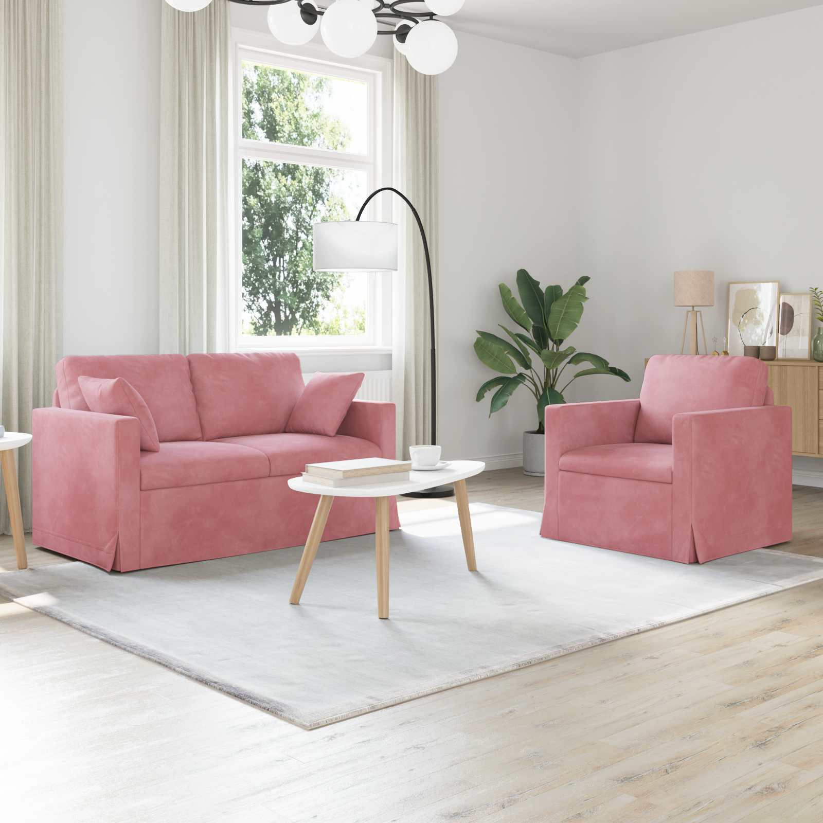 vidaXL Sofa Set 2 pcs Rosa 138 x 78 x 80 cm Samt
