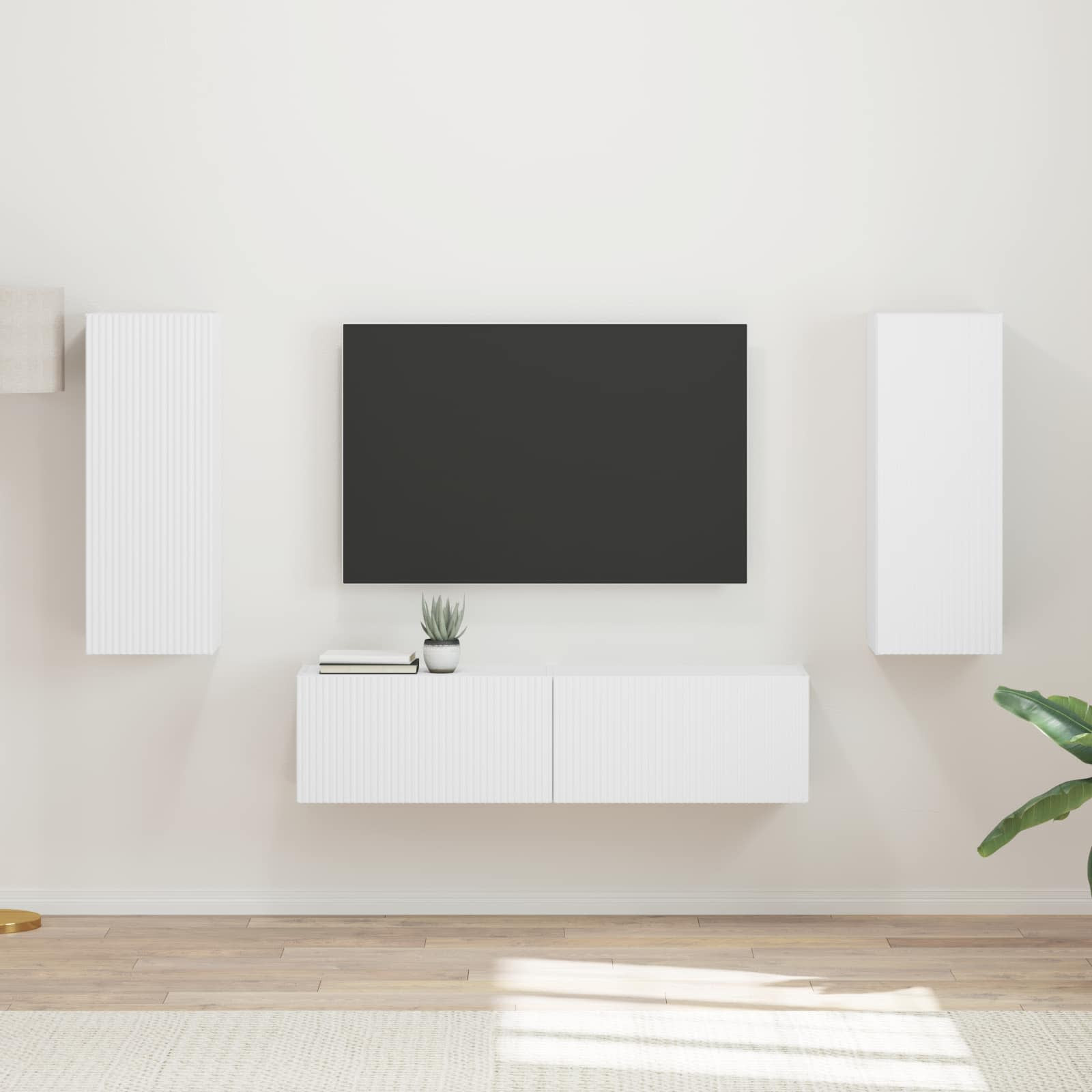 vidaXL TV-Schrankset Wandmontiert 2 pcs Weiß Holzwerkstoff