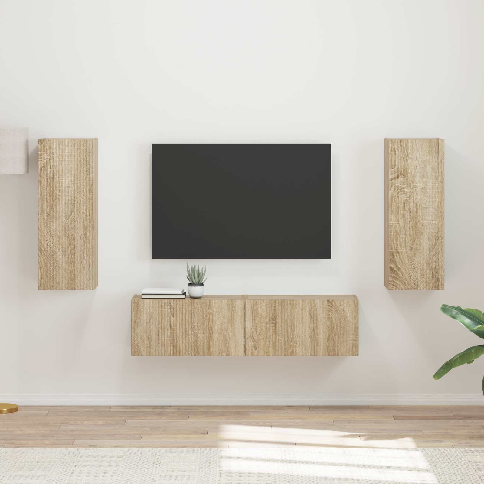 vidaXL TV-Schrankset Wandmontiert 2 pcs Sonoma-Eiche Holzwerkstoff