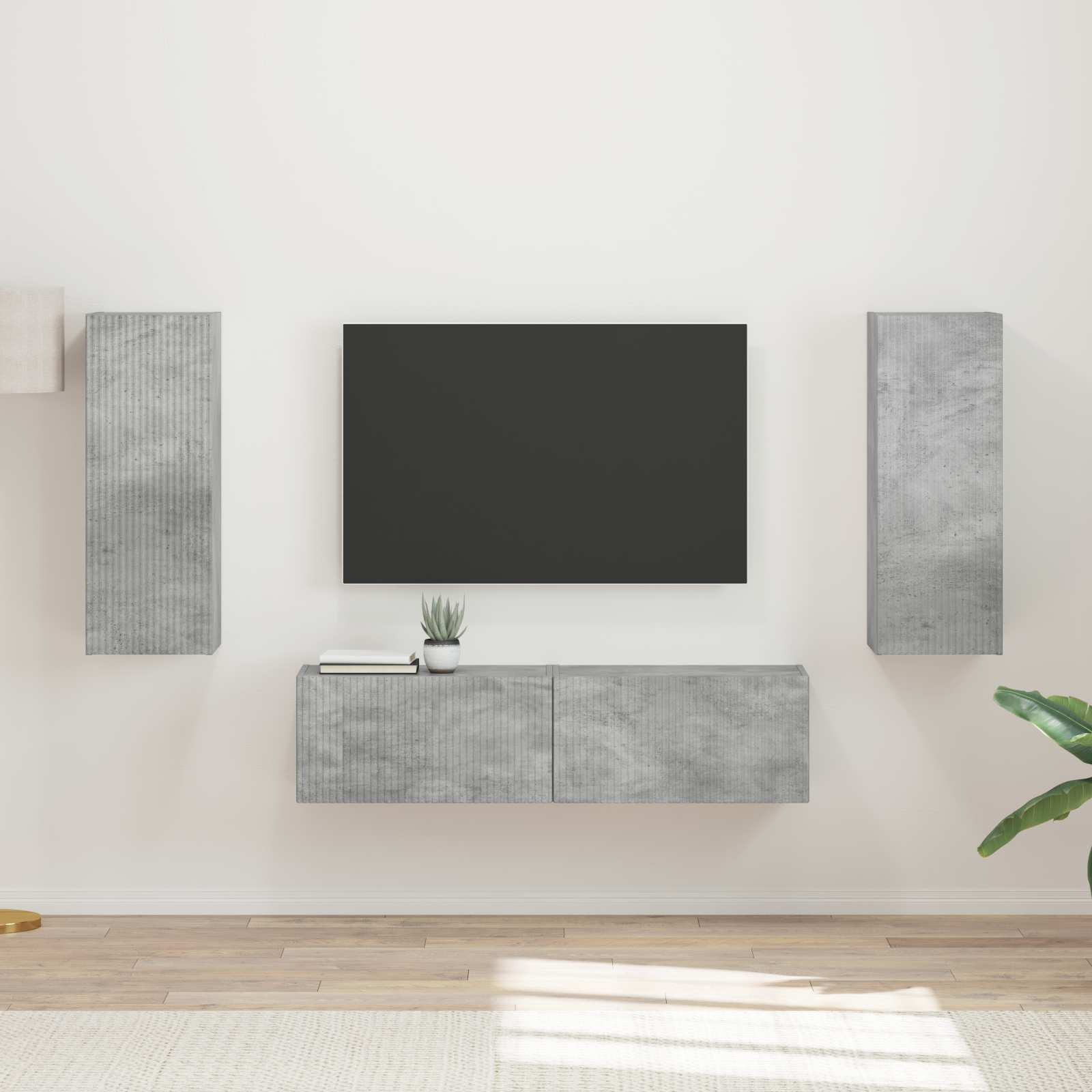 vidaXL TV-Schrankset Wandmontiert 2 pcs Beton Grau Holzwerkstoff