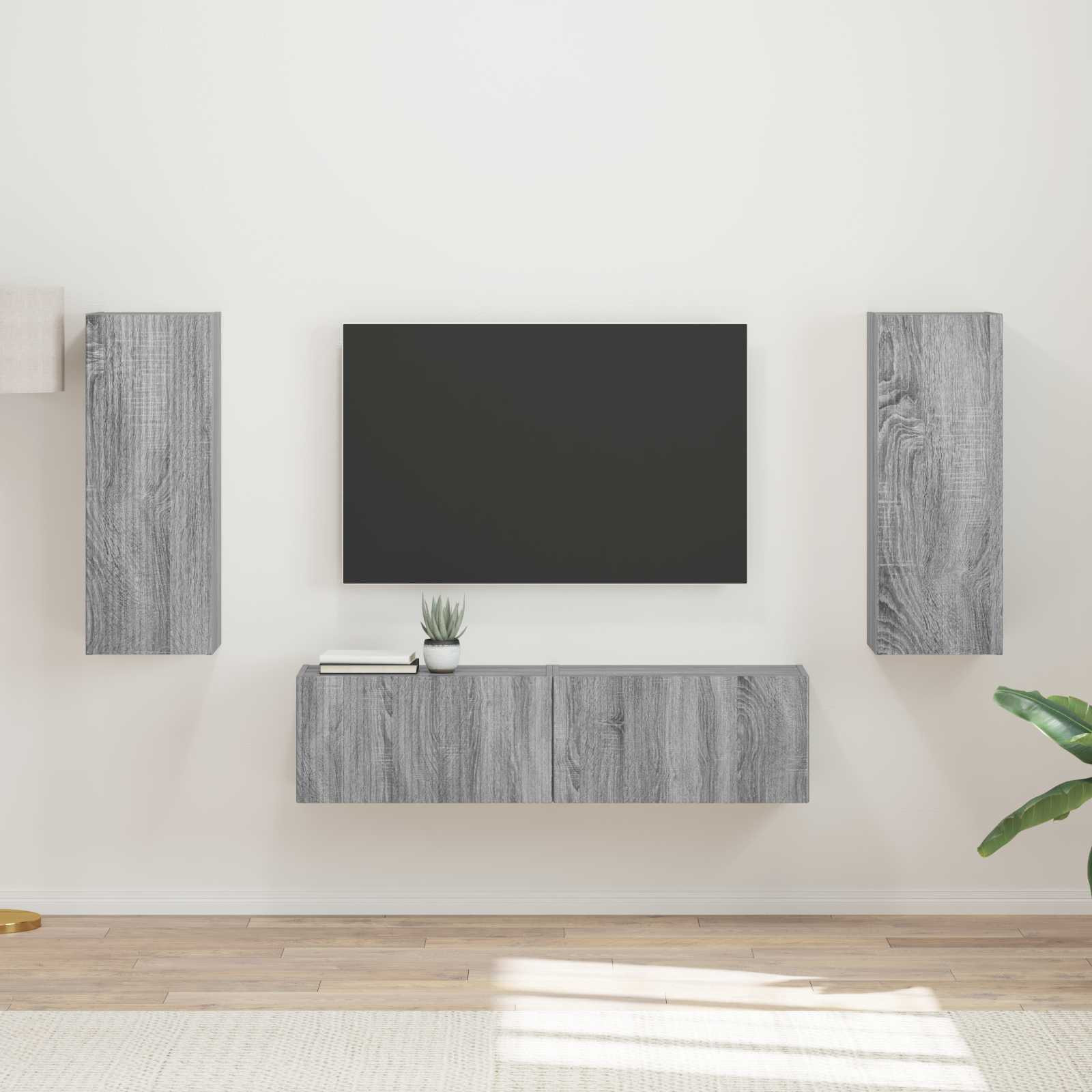 vidaXL TV-Schrankset Wandmontiert 2 pcs Graues Sonoma Holzwerkstoff