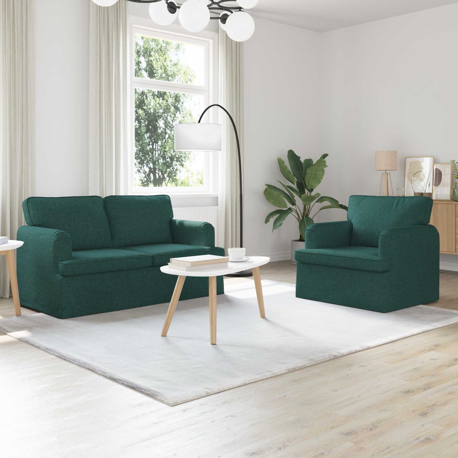 vidaXL Sofa Set 2 pcs Dunkelgrün 144 x 80 x 85 cm Stoff