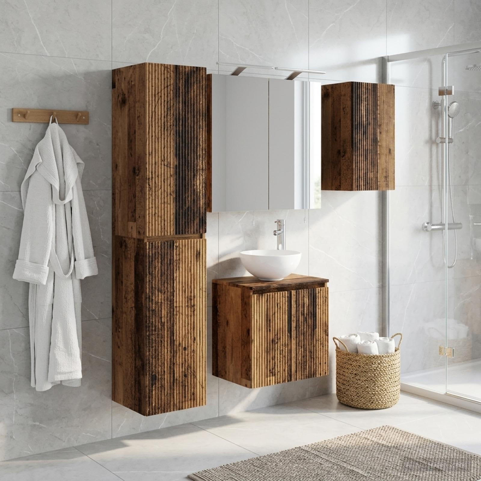 vidaXL Badezimmerschrank-Set 5 pcs Altholz 50 x 14,5 x 70 cm