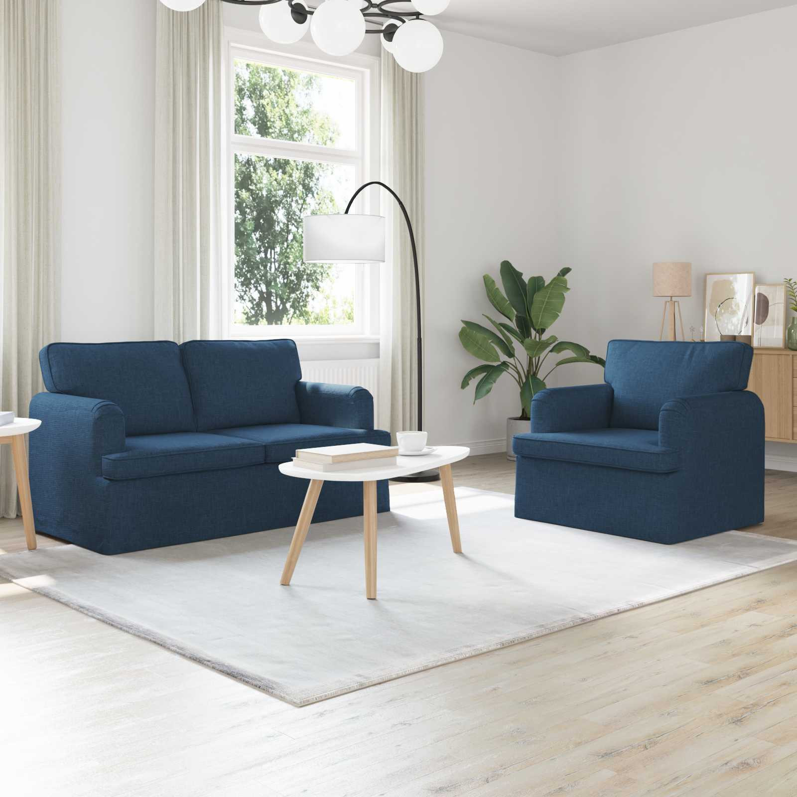 vidaXL Sofa Set 2 pcs Blau 144 x 80 x 85 cm Stoff