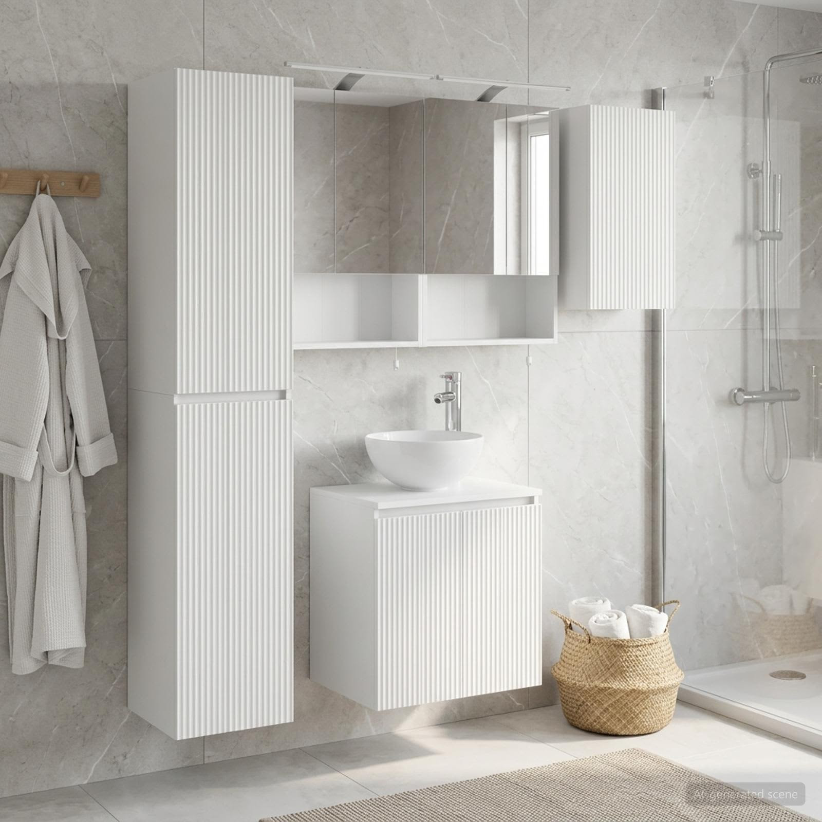 vidaXL Badezimmerschrank-Set 5 pcs Weiß 50 x 14,5 x 70 cm