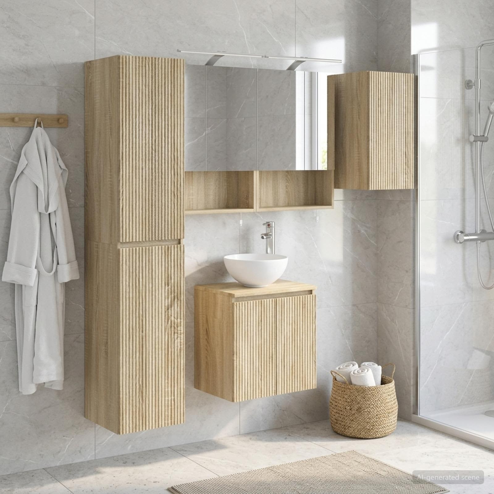 vidaXL Badezimmerschrank-Set 5 pcs Sonoma-Eiche 50 x 14,5 x 70 cm