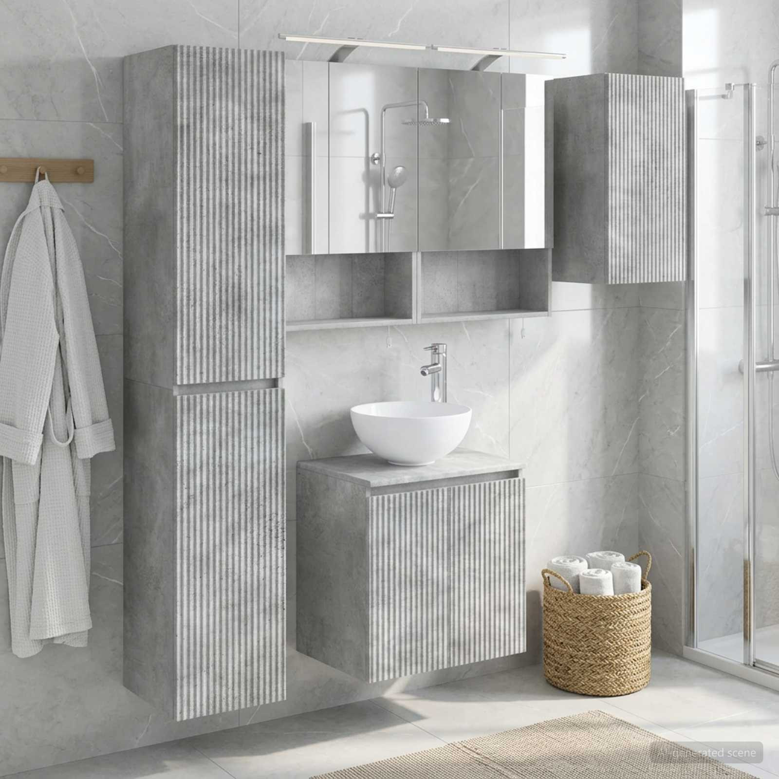 vidaXL Badezimmerschrank-Set 5 pcs Betongrau 50 x 14,5 x 70 cm