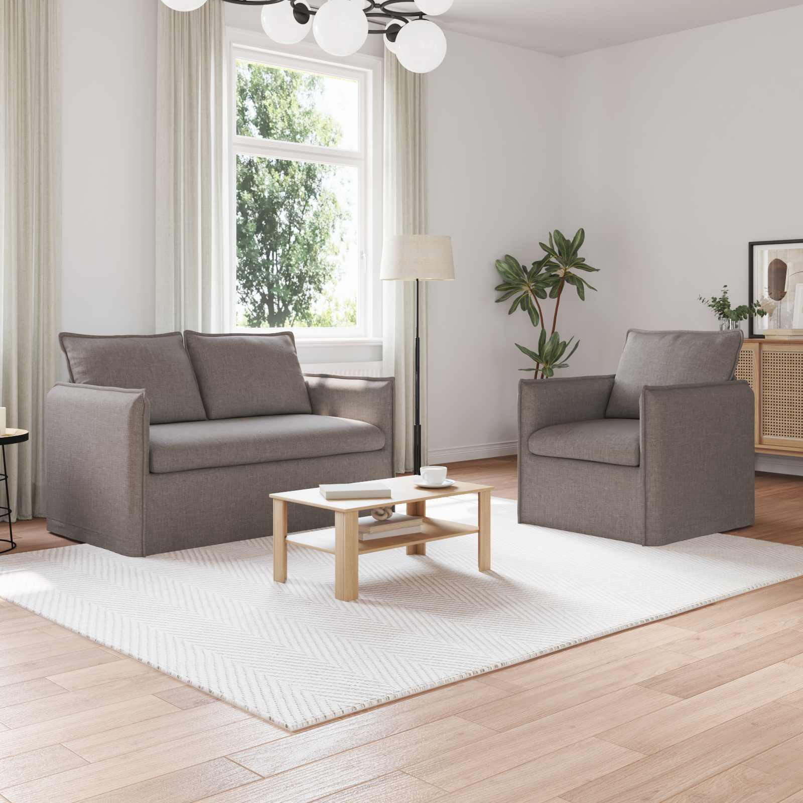 vidaXL Sofa Set 2 pcs Taupe 136 x 82 x 85 cm Stoff