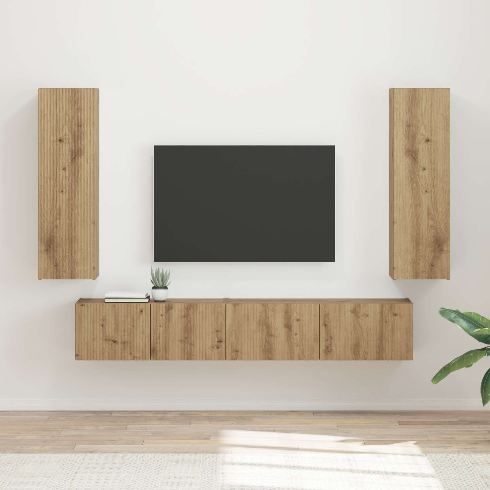 vidaXL TV-Schrankset 3 pcs Artisan-Eiche Holzwerkstoff