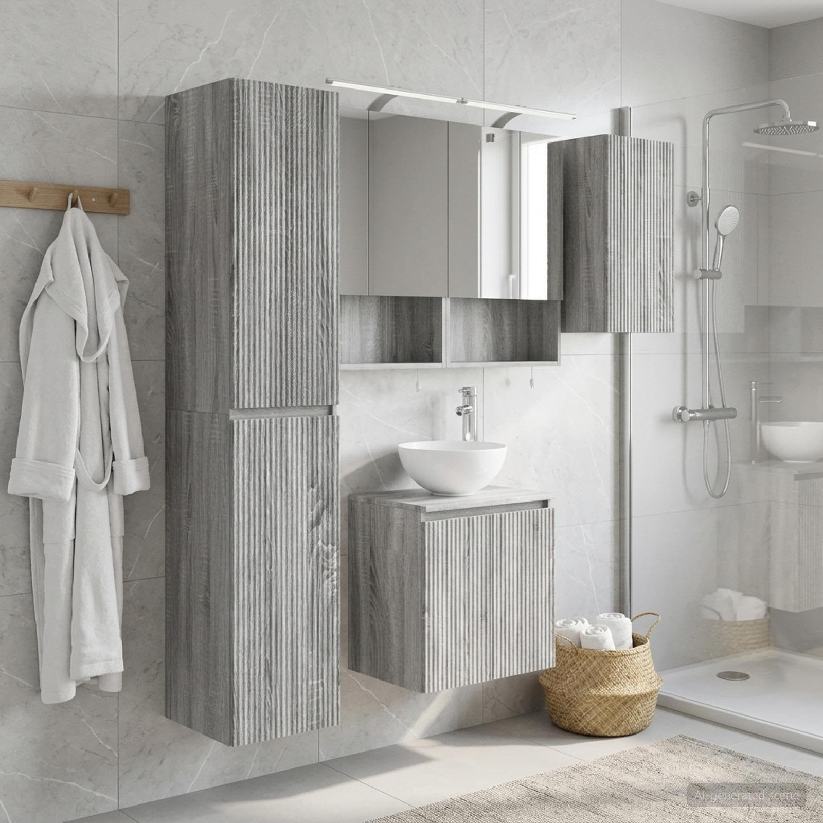 vidaXL Badezimmerschrank-Set 5 pcs Grau Sonoma 50 x 14,5 x 70 cm