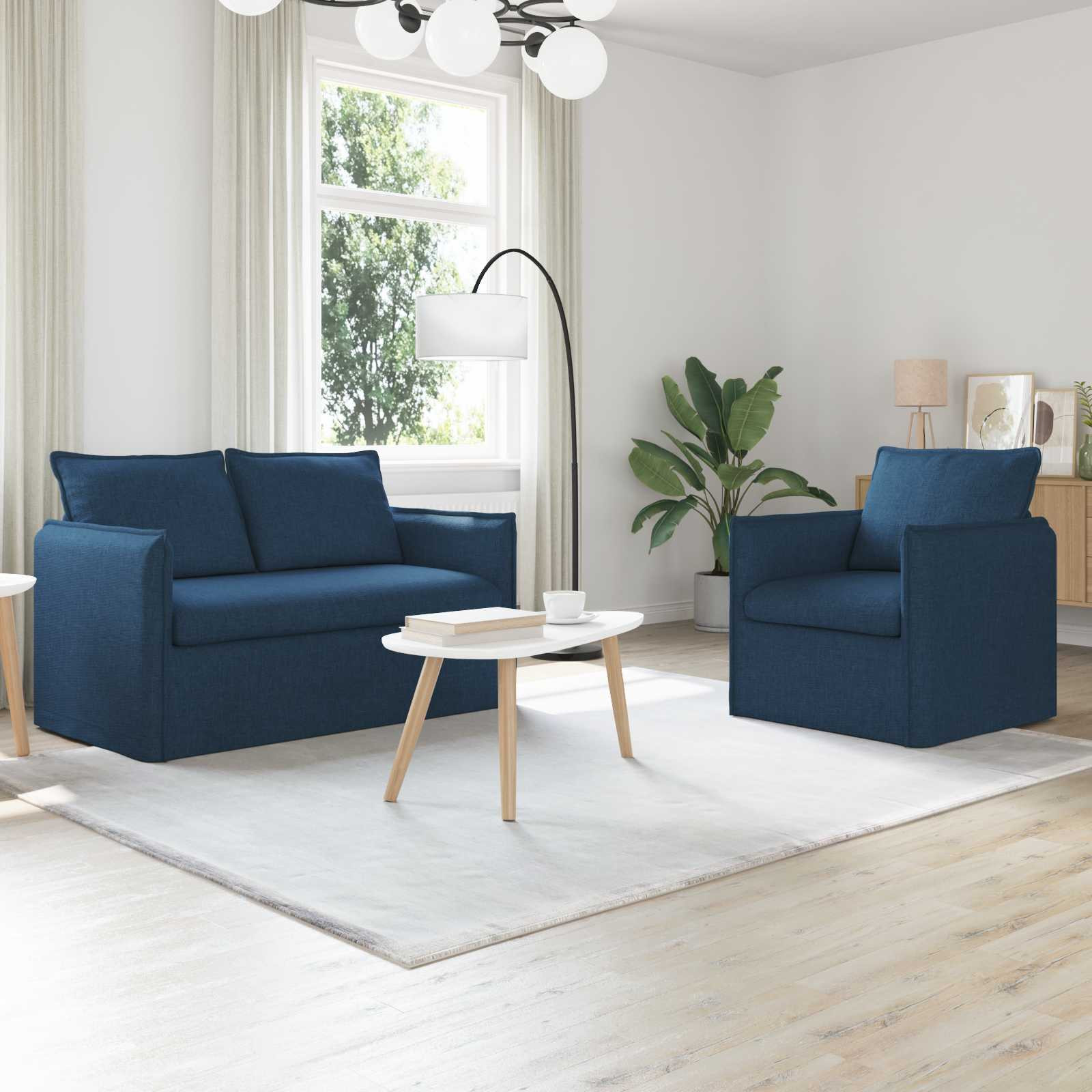 vidaXL Sofa Set 2 pcs Blau 136 x 82 x 85 cm Stoff