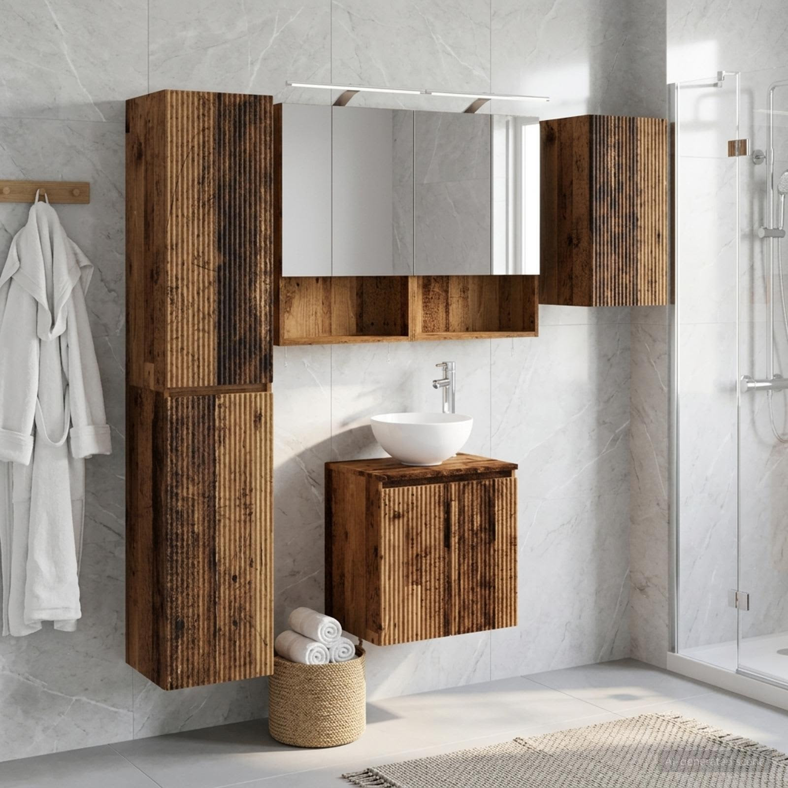 vidaXL Badezimmerschrank-Set 5 pcs Altholz 50 x 14,5 x 70 cm