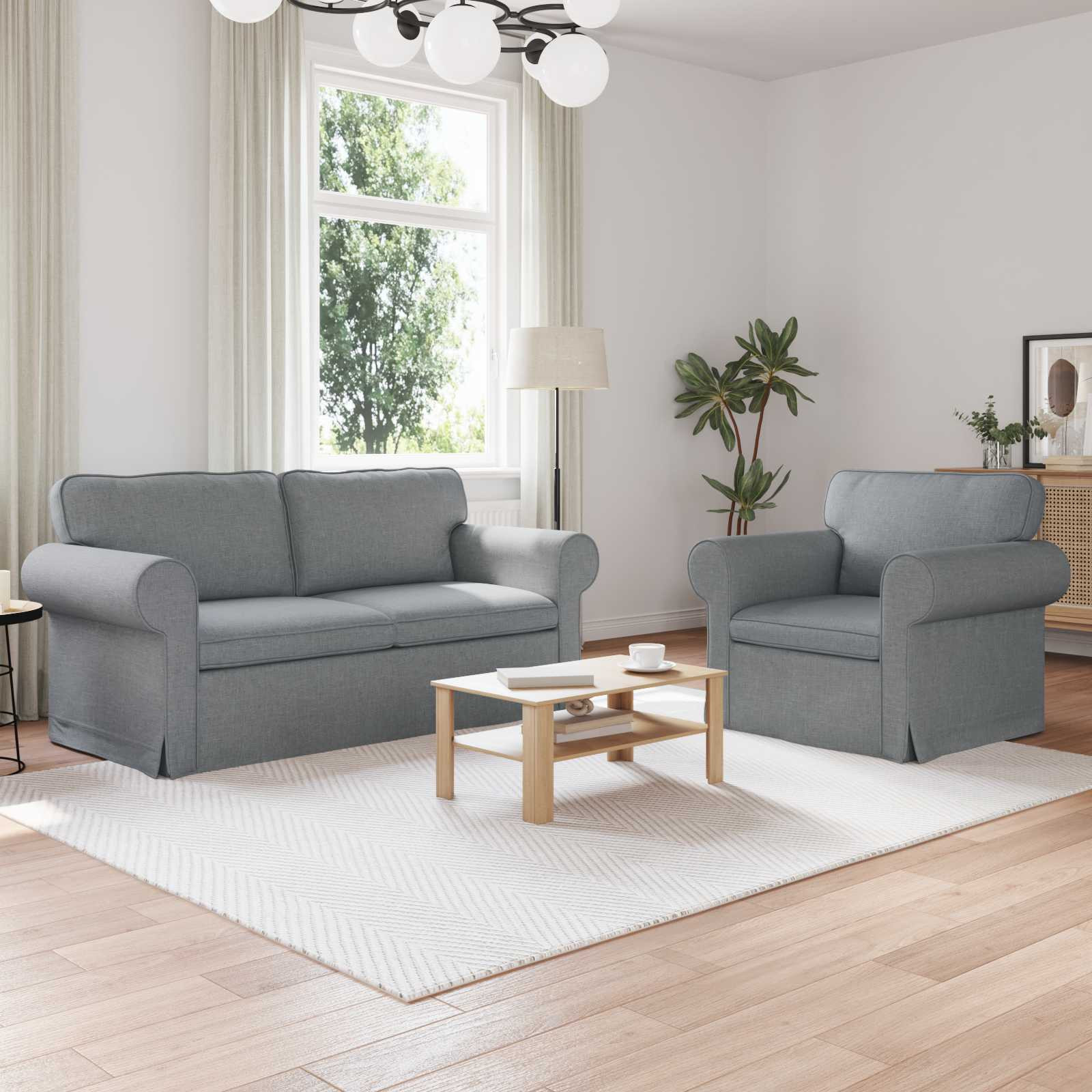 vidaXL Sofa Set 2 pcs Hellgrau 175 x 82 x 80 cm Stoff