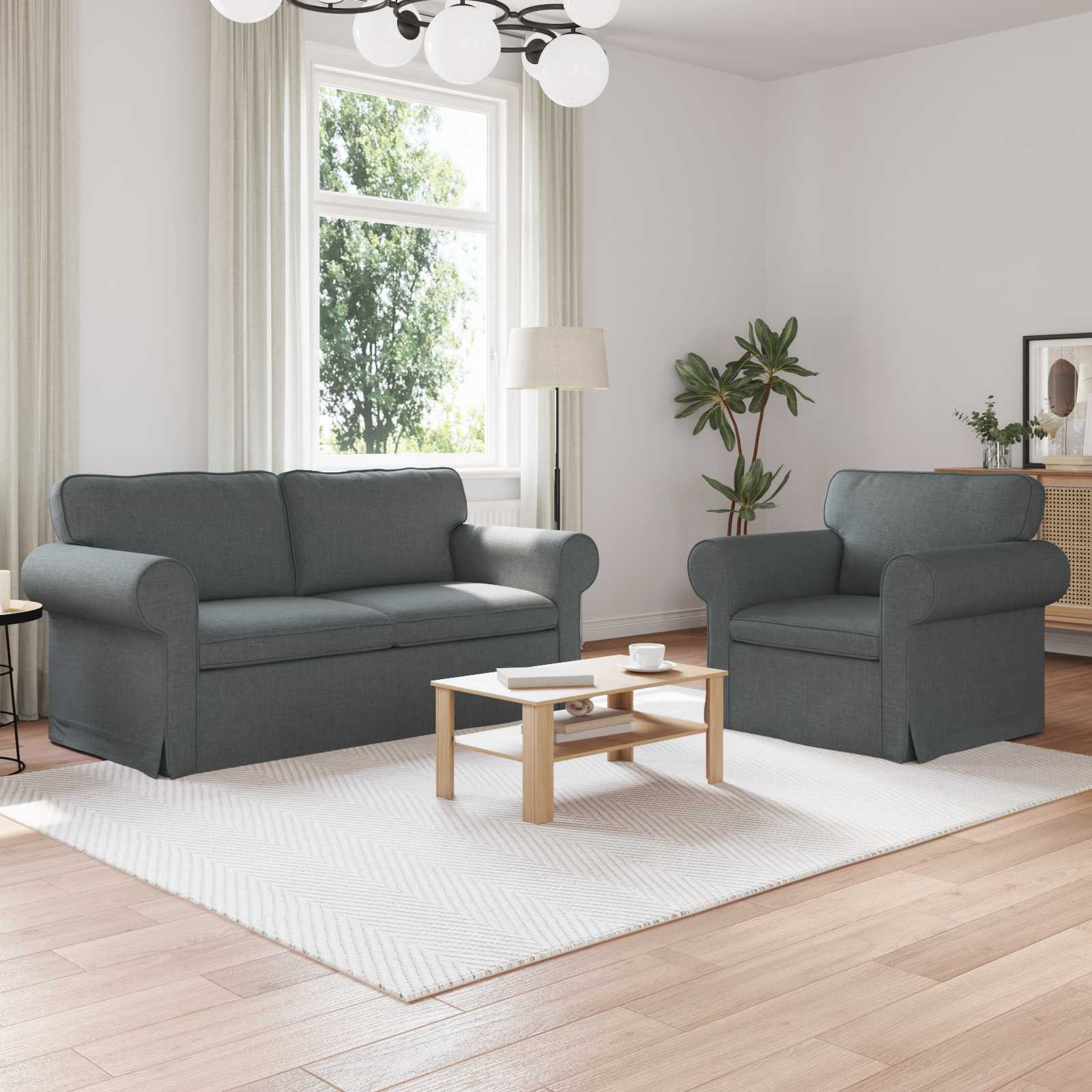 vidaXL Sofa Set 2 pcs Dunkelgrau 175 x 82 x 80 cm Stoff