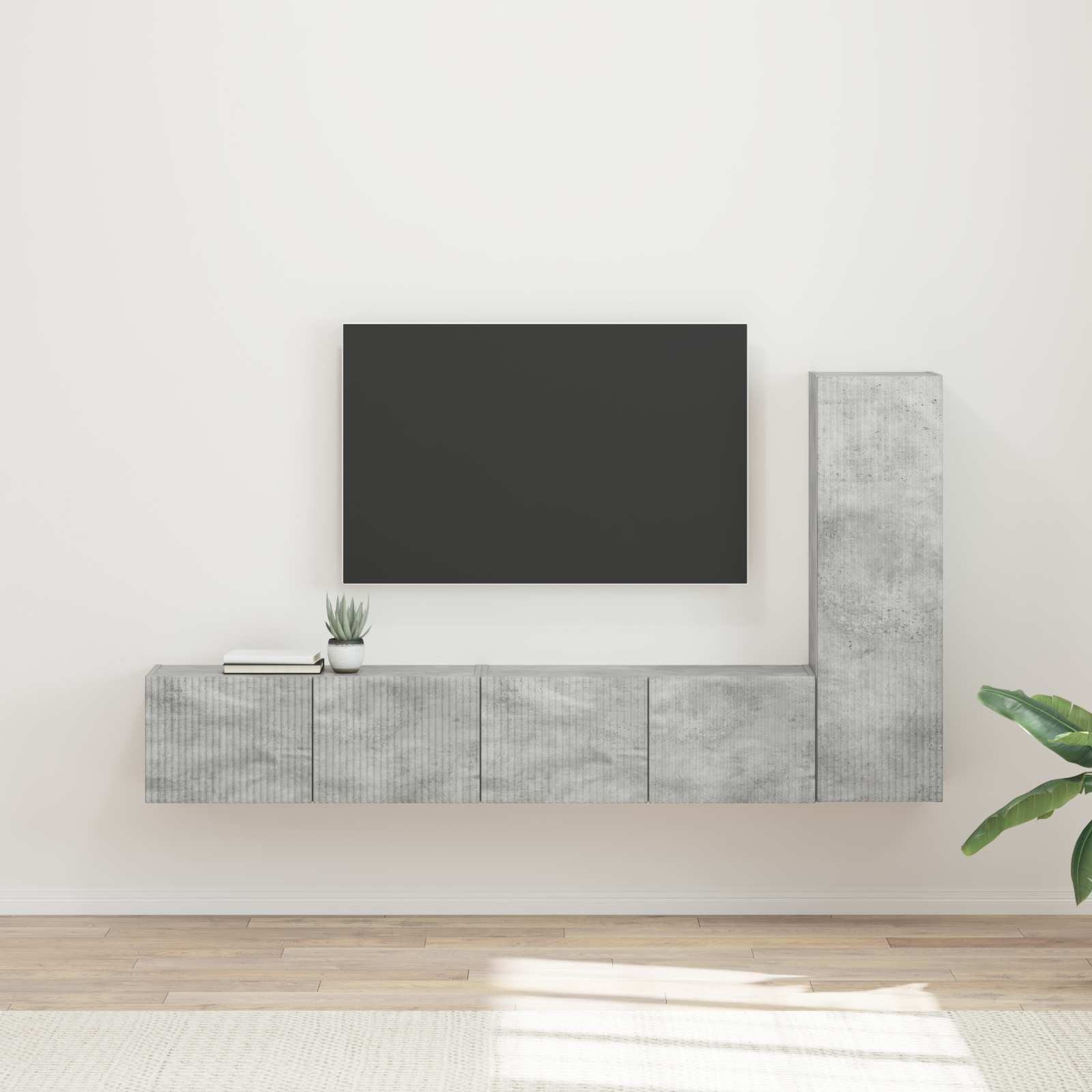 vidaXL TV-Schrankset Wandmontiert 3 pcs Beton Grau Holzwerkstoff