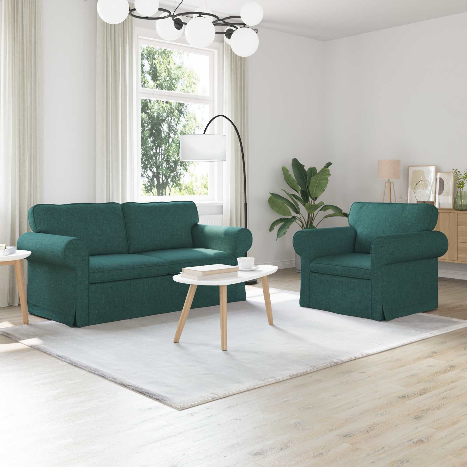 vidaXL Sofa Set 2 pcs Dunkelgrün 175 x 82 x 80 cm Stoff