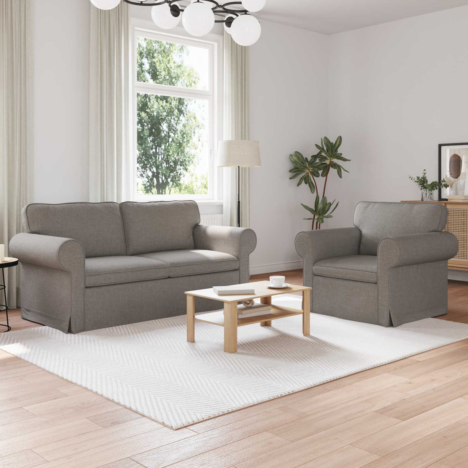 vidaXL Sofa Set 2 pcs Taupe 175 x 82 x 80 cm Stoff