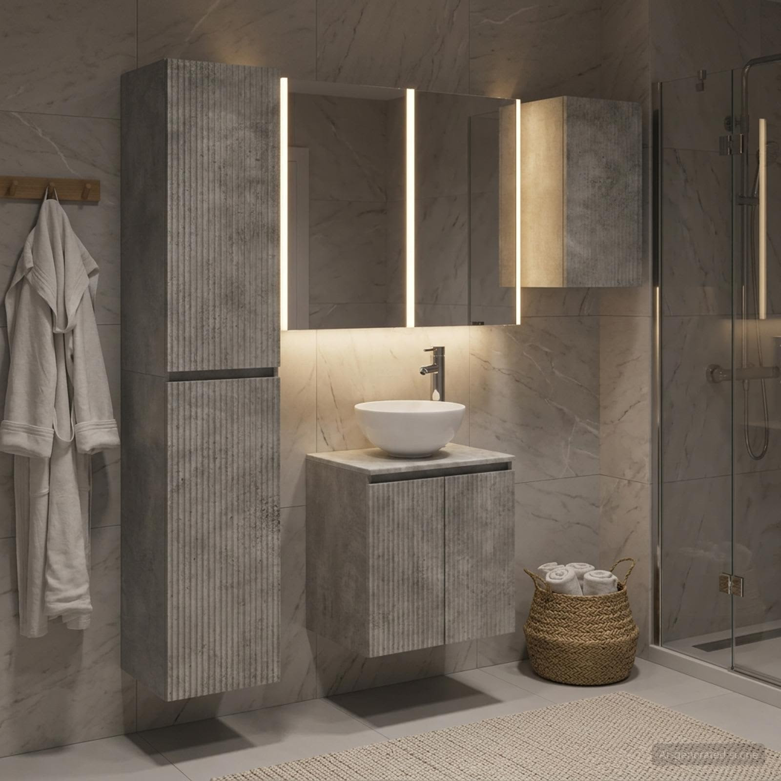 vidaXL Badezimmerschrank-Set 5 pcs Betongrau 53 x 15,5 x 70 cm