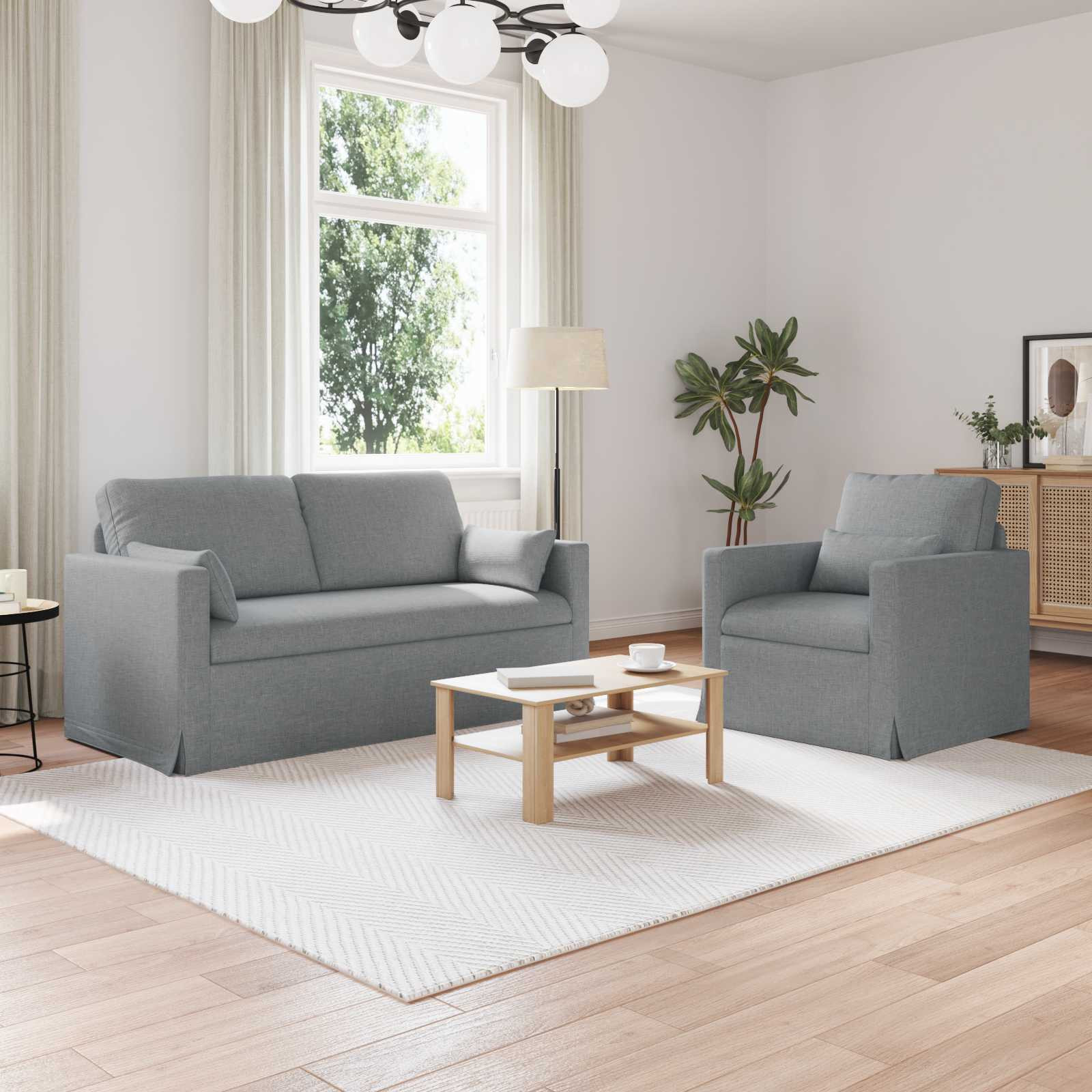 vidaXL Sofa Set 2 pcs Hellgrau 158 x 78 x 80 cm Stoff