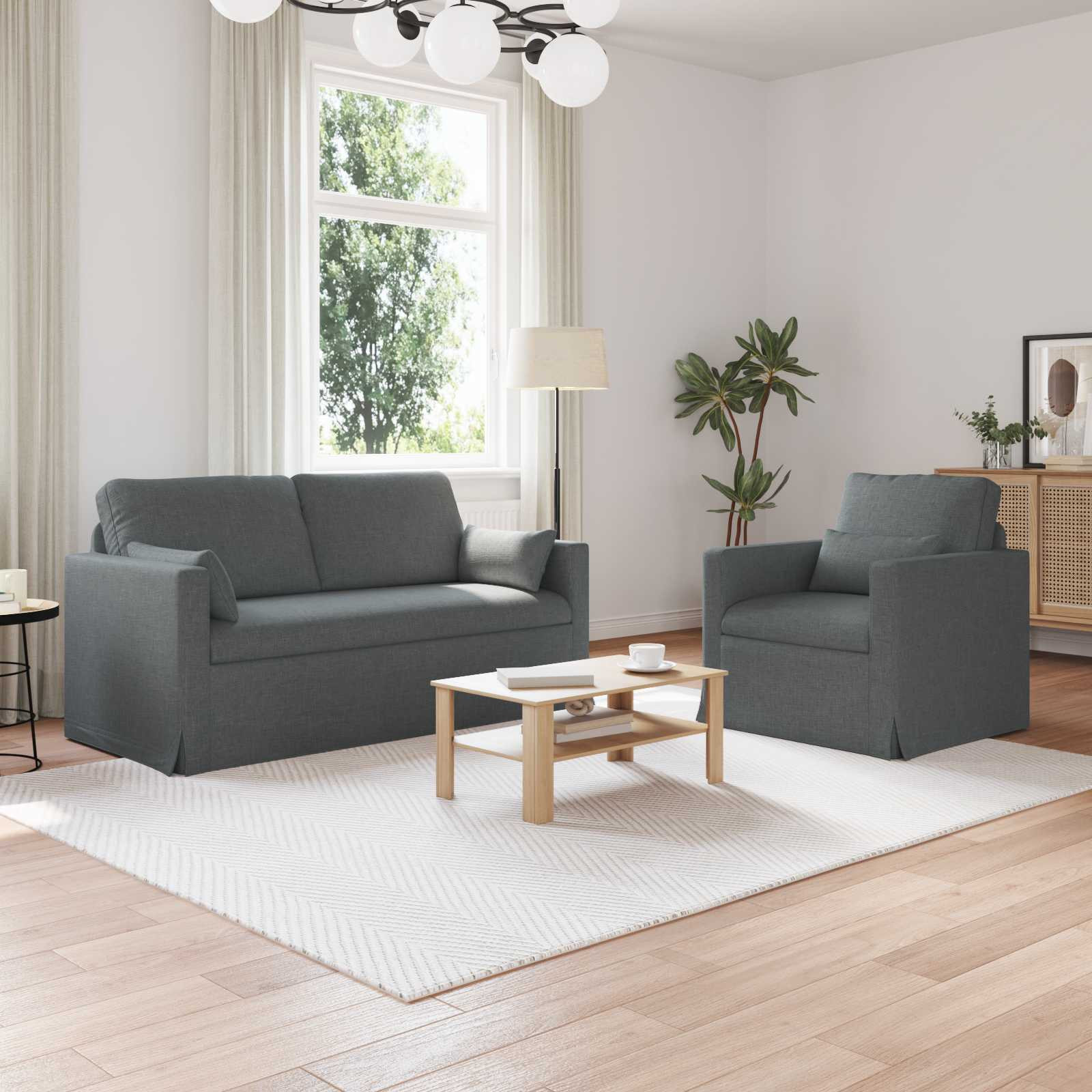 vidaXL Sofa Set 2 pcs Dunkelgrau 158 x 78 x 80 cm Stoff