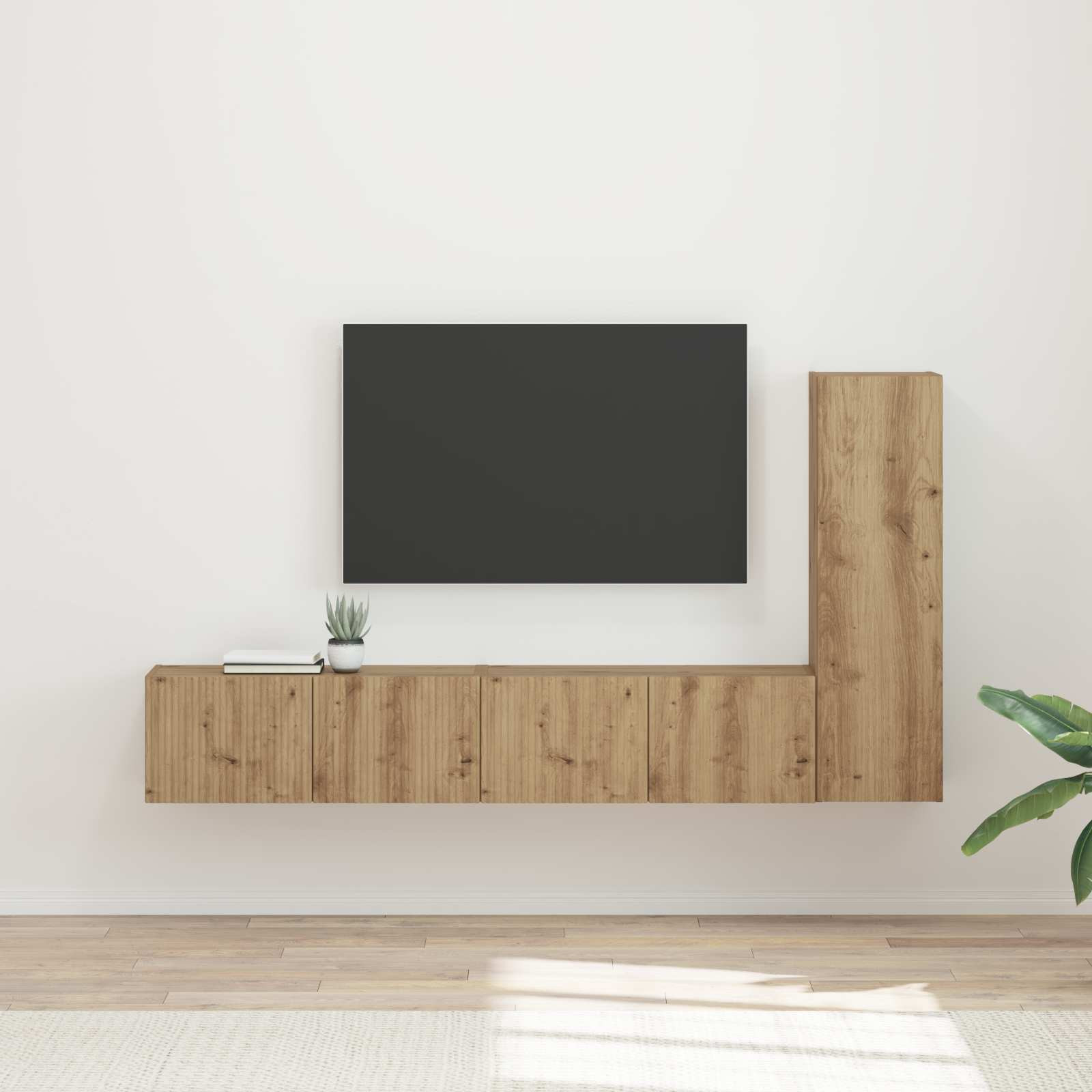 vidaXL TV-Schrankset 3 pcs Artisan-Eiche Holzwerkstoff