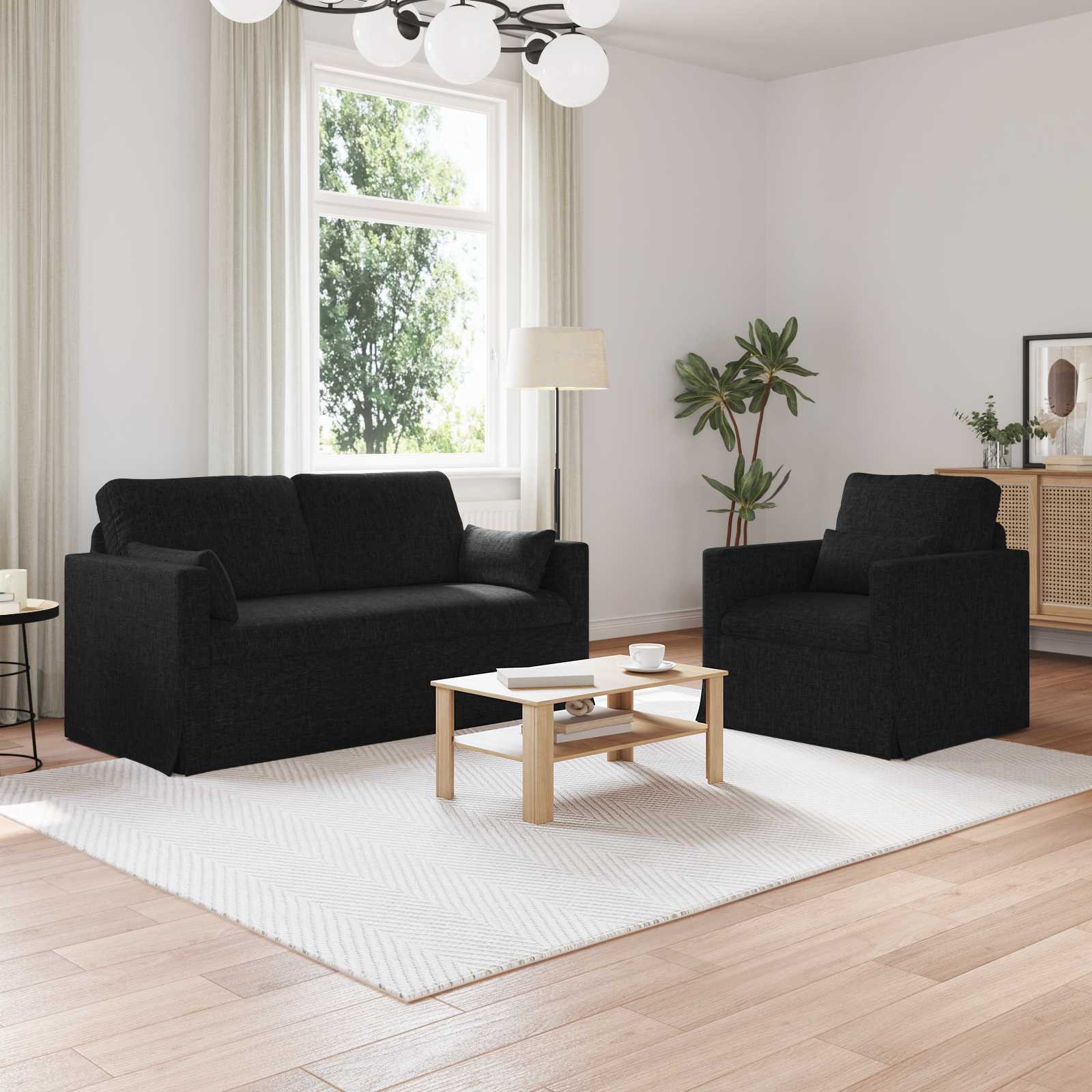 vidaXL Sofa Set 2 pcs Schwarz 158 x 78 x 80 cm Stoff