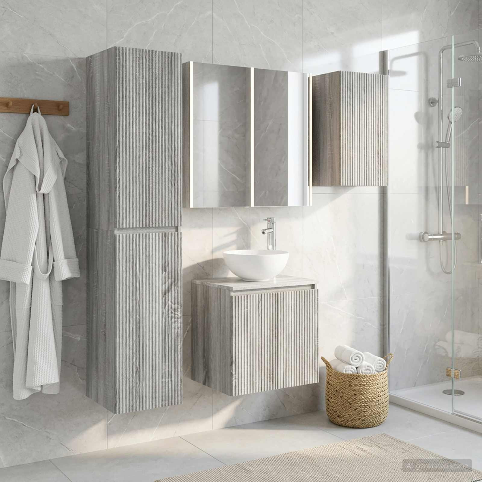 vidaXL Badezimmerschrank-Set 5 pcs Grau Sonoma 53 x 15,5 x 70 cm