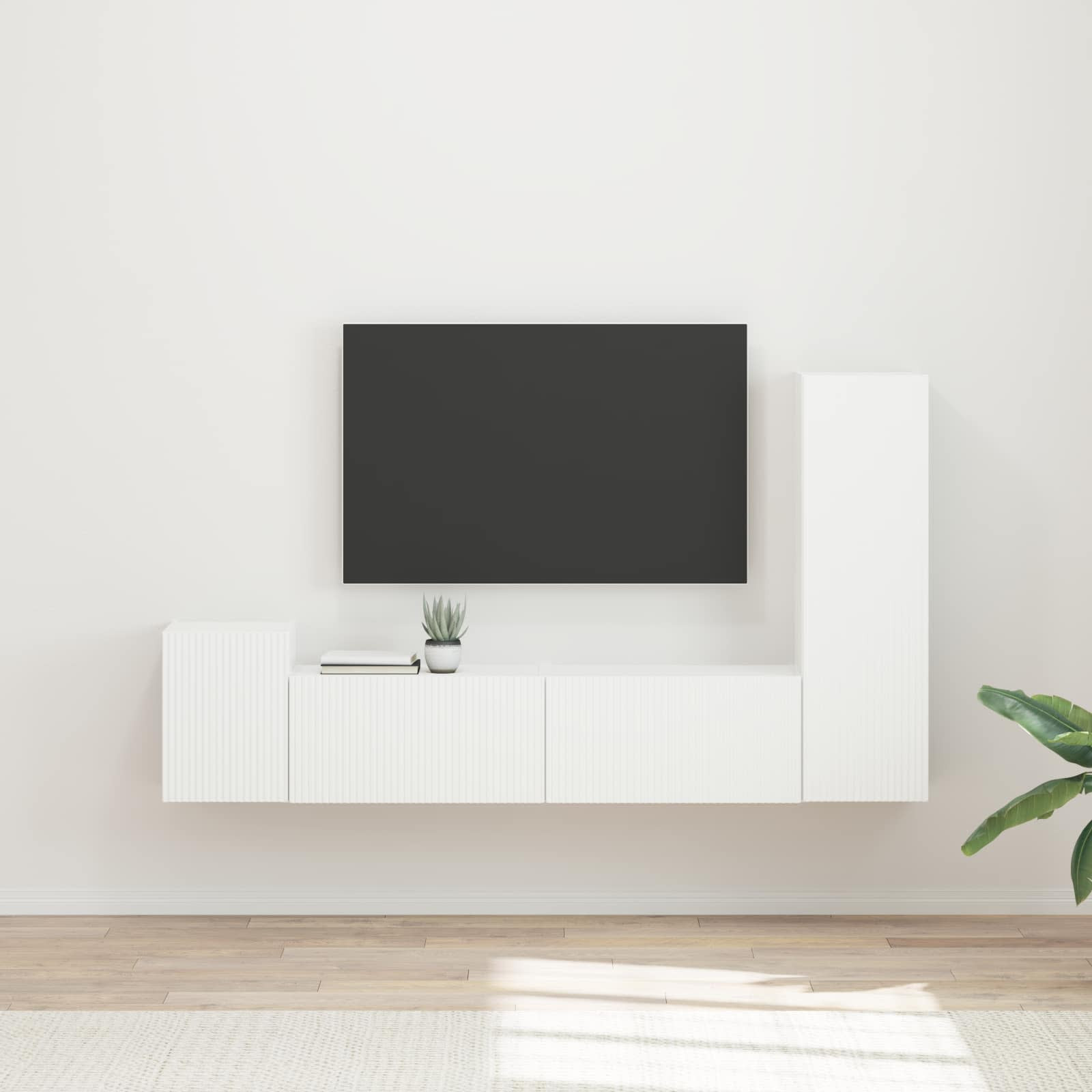 vidaXL TV-Schrankset Wandmontiert 4 pcs Weiß Holzwerkstoff