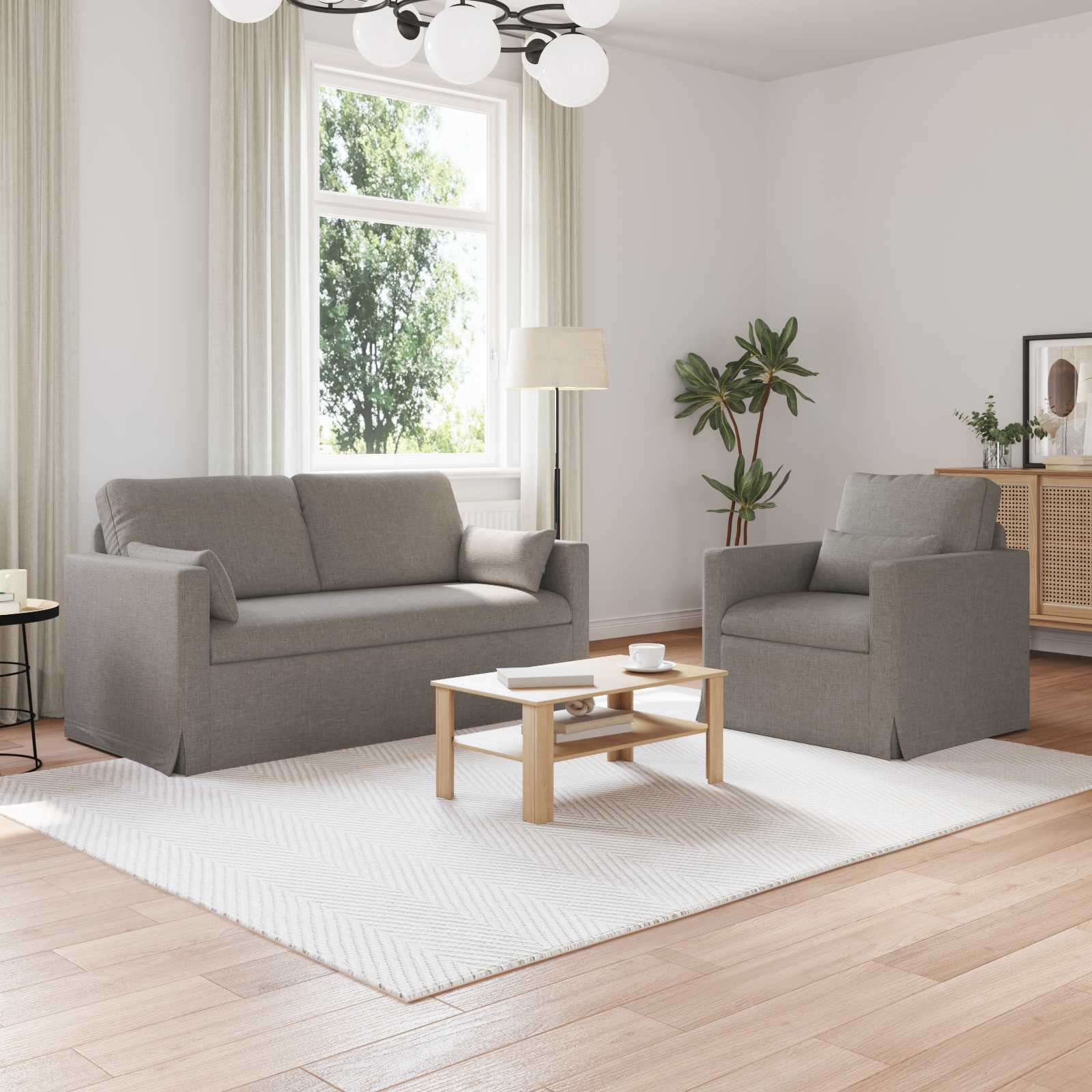 vidaXL Sofa Set 2 pcs Taupe 158 x 78 x 80 cm Stoff