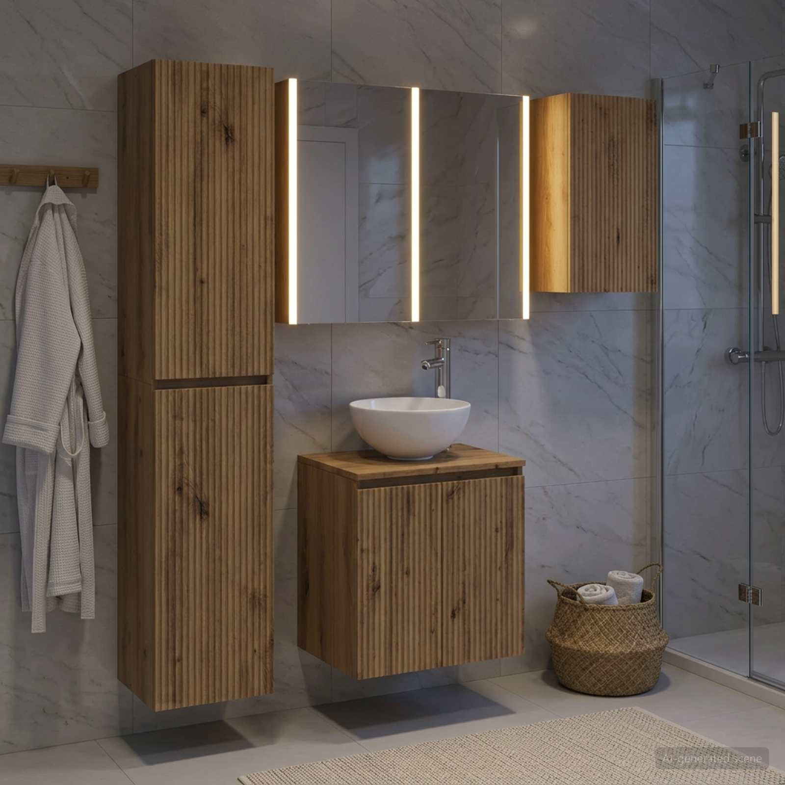 vidaXL Badezimmerschrank-Set 5 Stk. Artisan-Eiche Holzwerkstoff