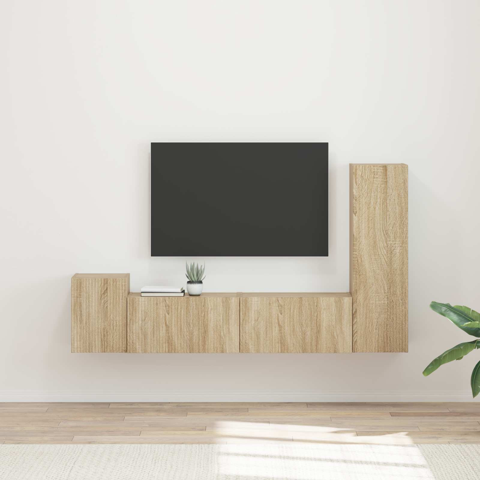 vidaXL TV-Schrankset Wandmontiert 4 pcs Sonoma-Eiche Holzwerkstoff