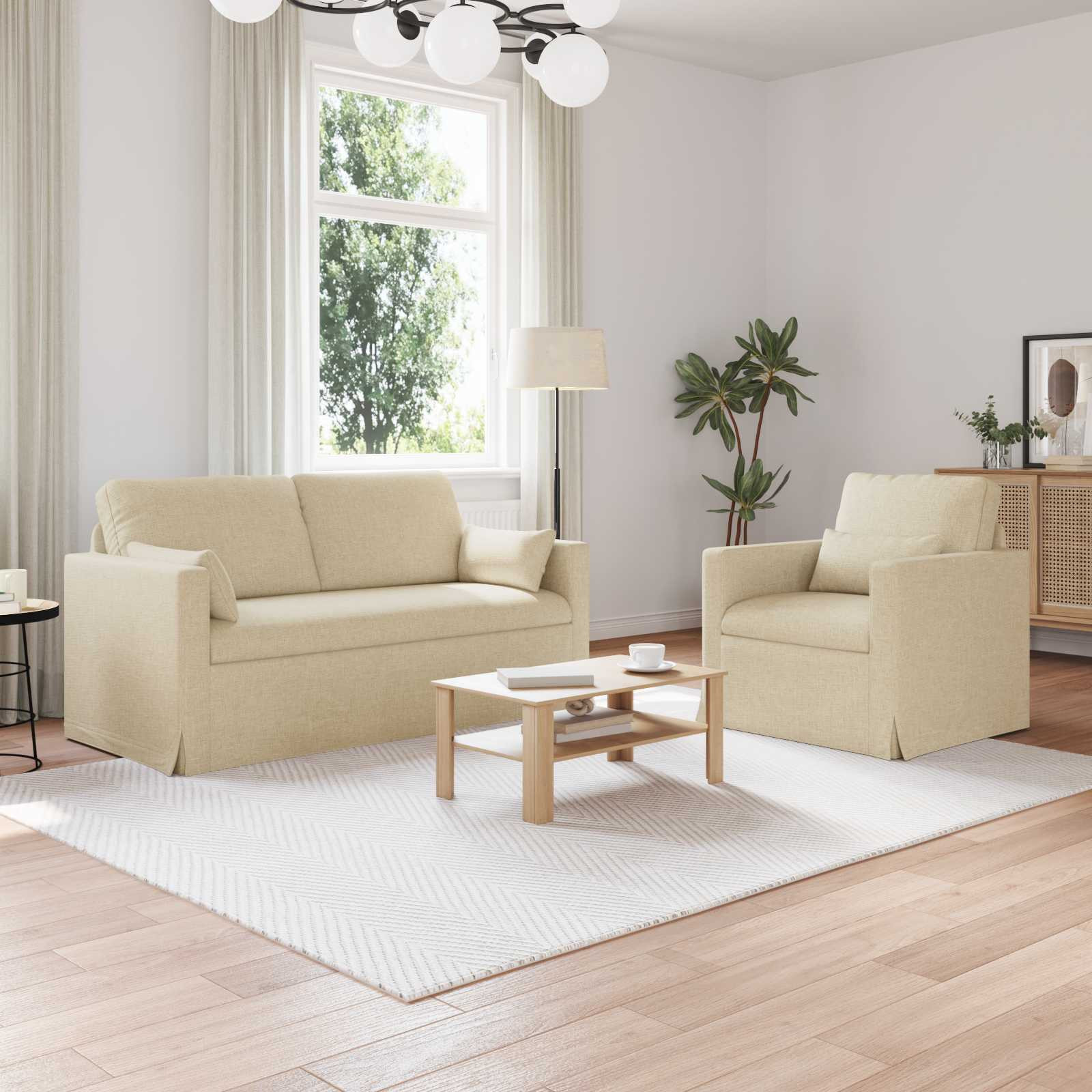 vidaXL Sofa Set 2 pcs Creme 158 x 78 x 80 cm Stoff