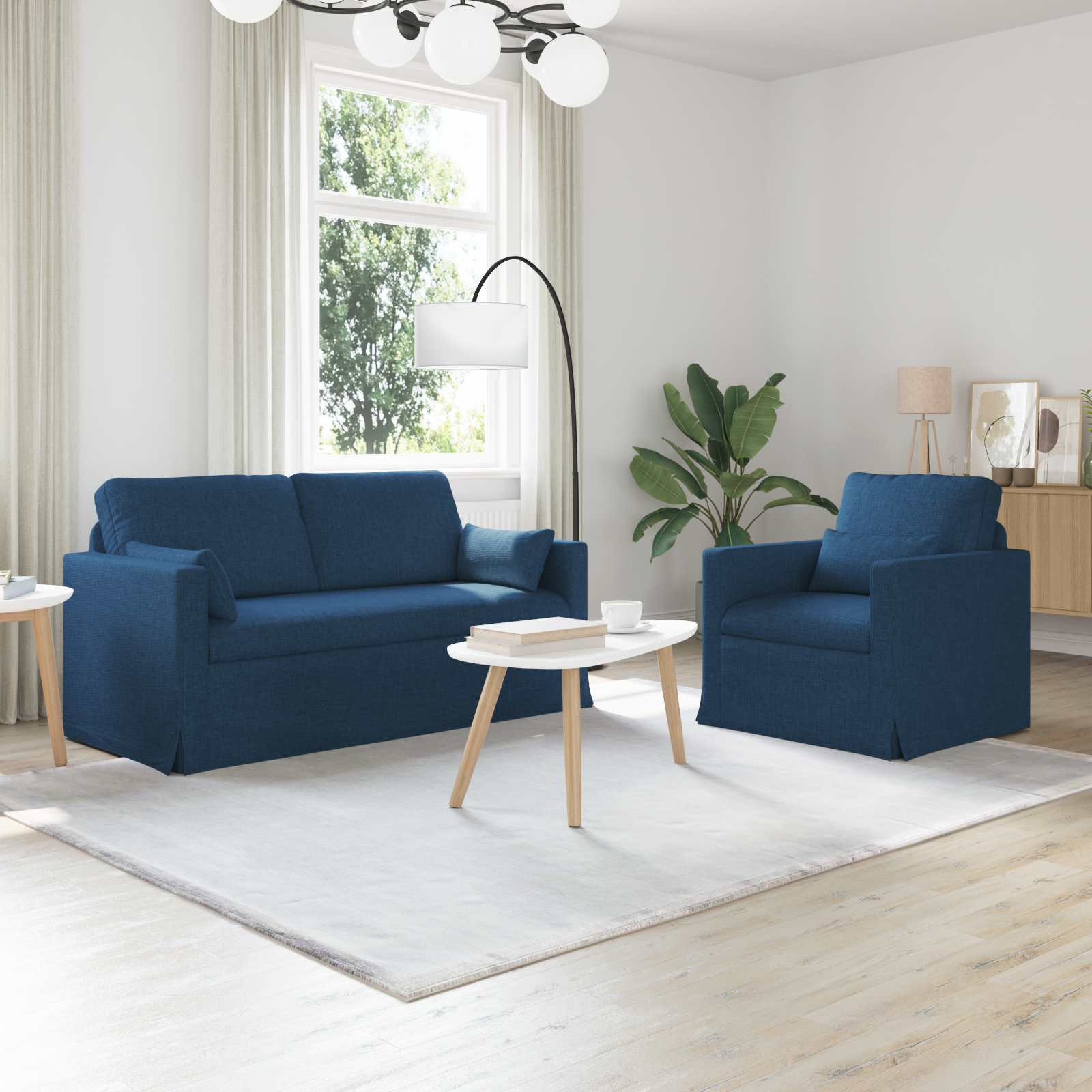 vidaXL Sofa Set 2 pcs Blau 158 x 78 x 80 cm Stoff