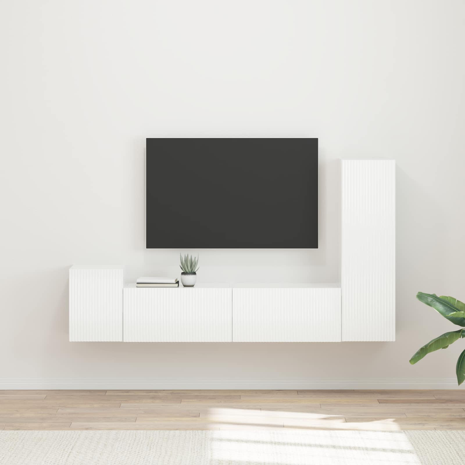 vidaXL TV-Schrankset Wandmontiert 4 pcs Hochglanz Weiß Holzwerkstoff